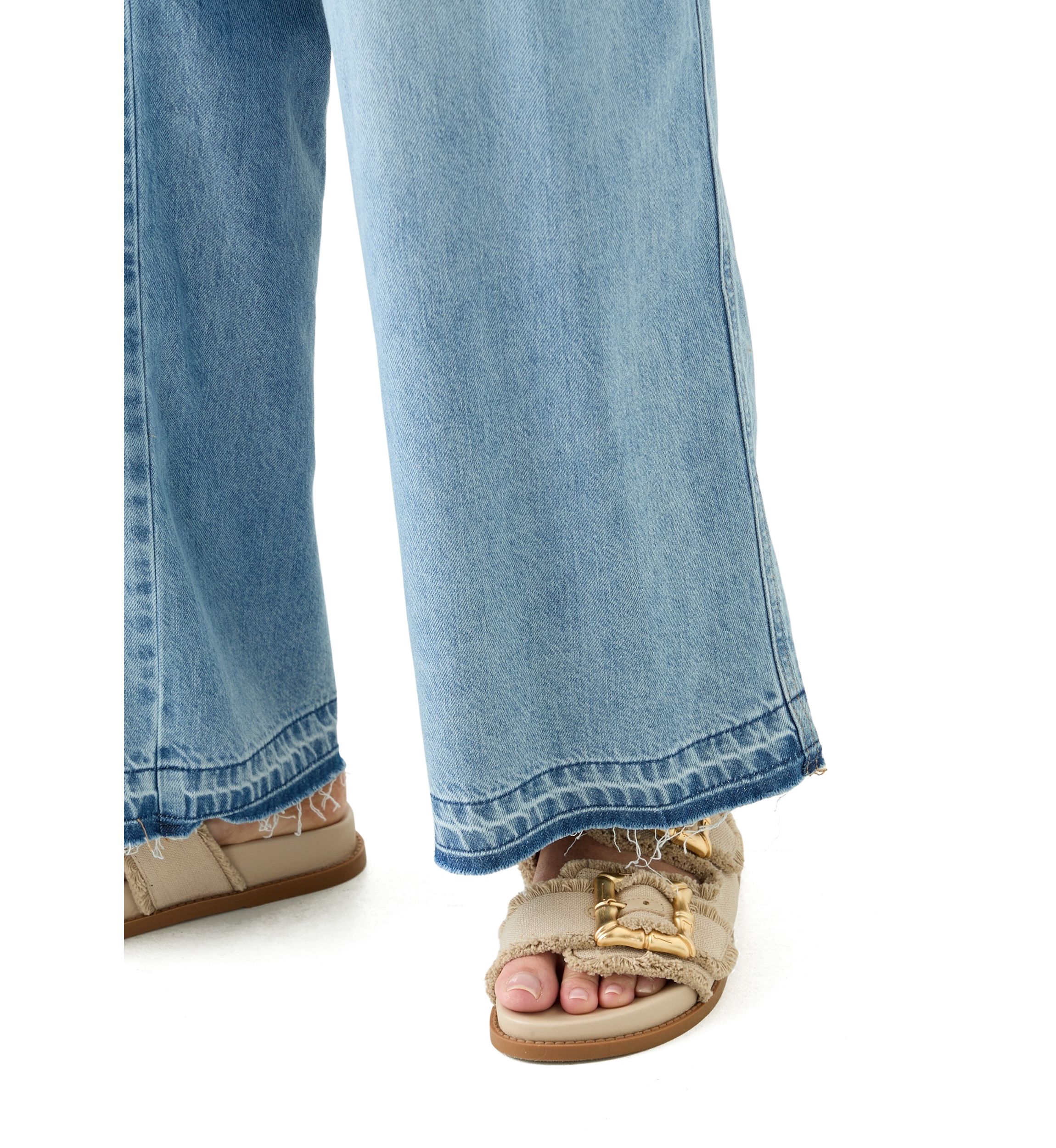 Plus Size Elastic Back Wide Leg Jeans