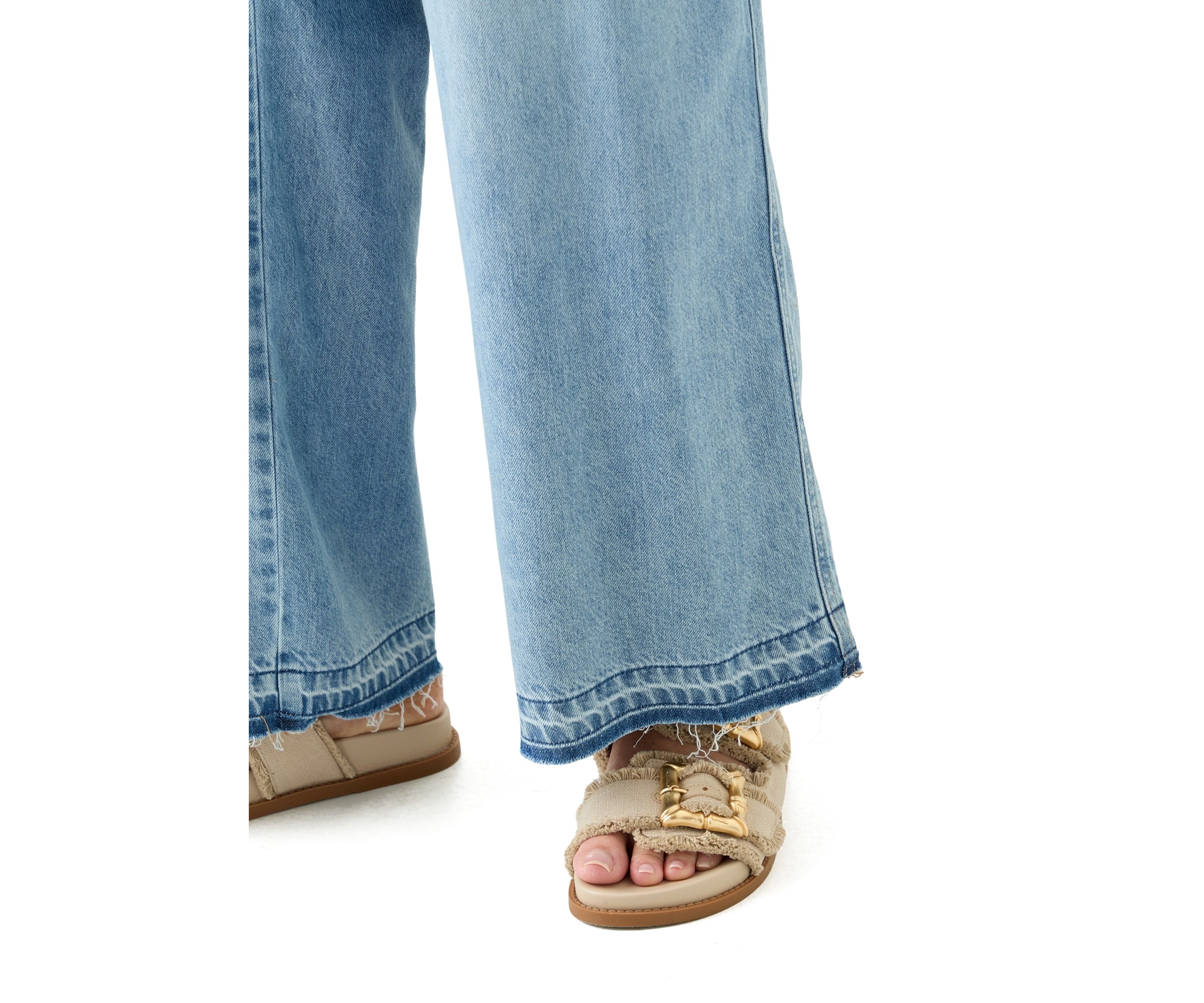 Plus Size Elastic Back Wide Leg Jeans