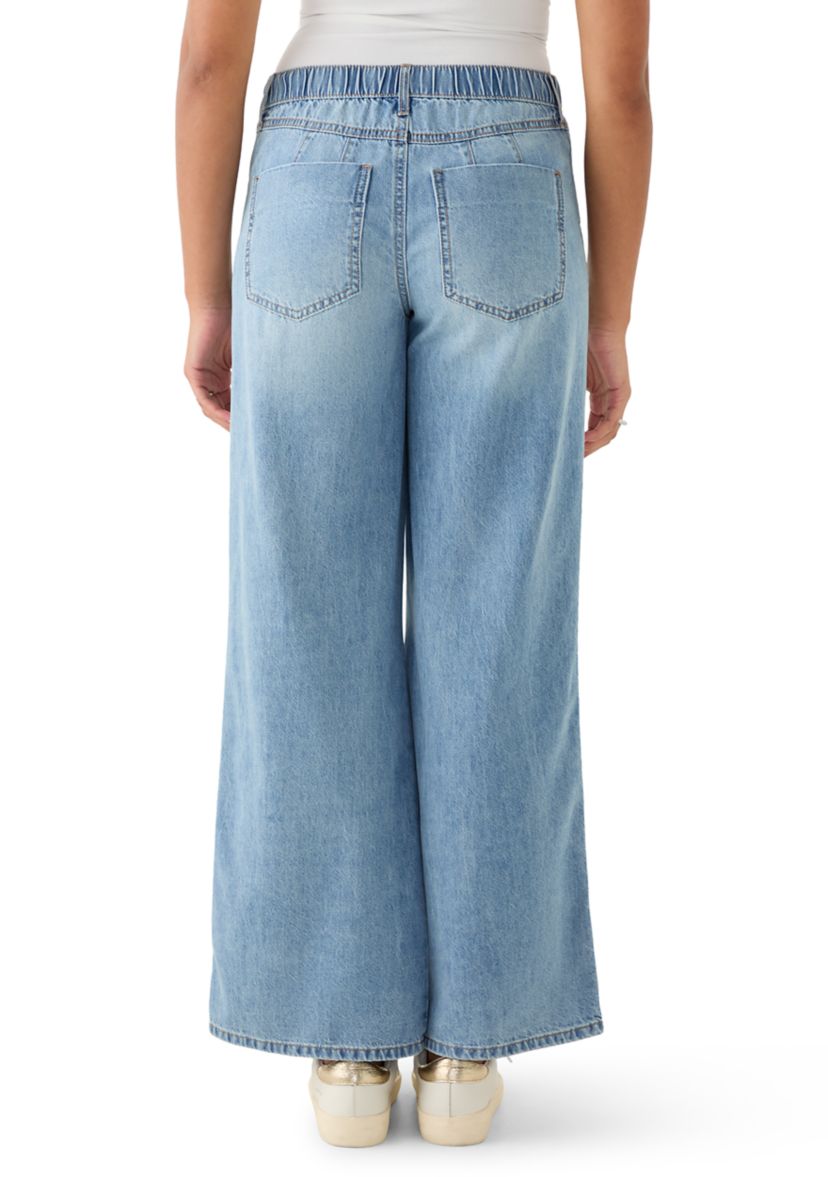 Womens Elastic Back Wide Leg Jeans