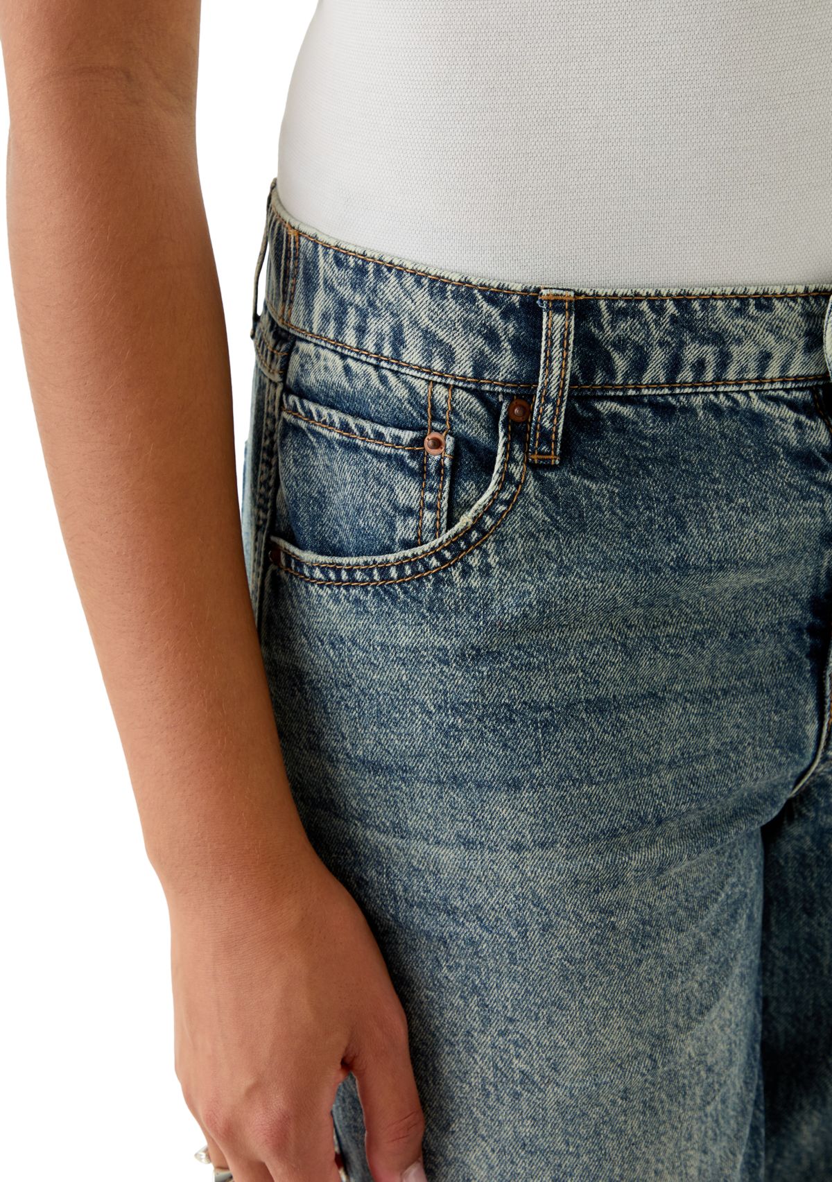 Womens Elastic Back Wide Leg Jeans