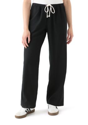 Vanilla Star Women's Linen Drawstring Pants, Black, XL