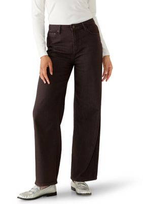 Vanilla Star Women's Wide Leg Straight Jeans, Brown, 6
