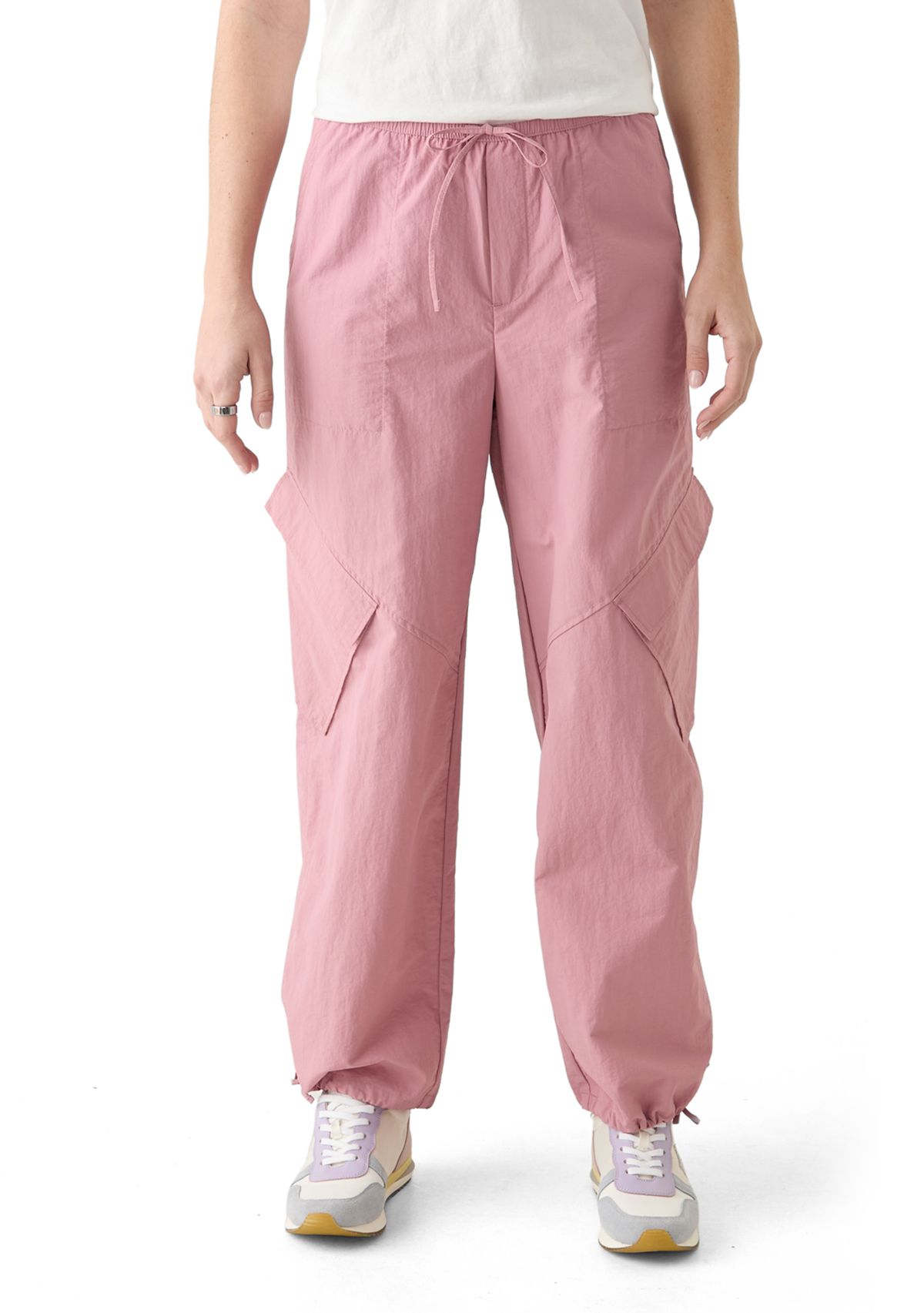 Womens Angled Pocket Cargo Parachute Pants