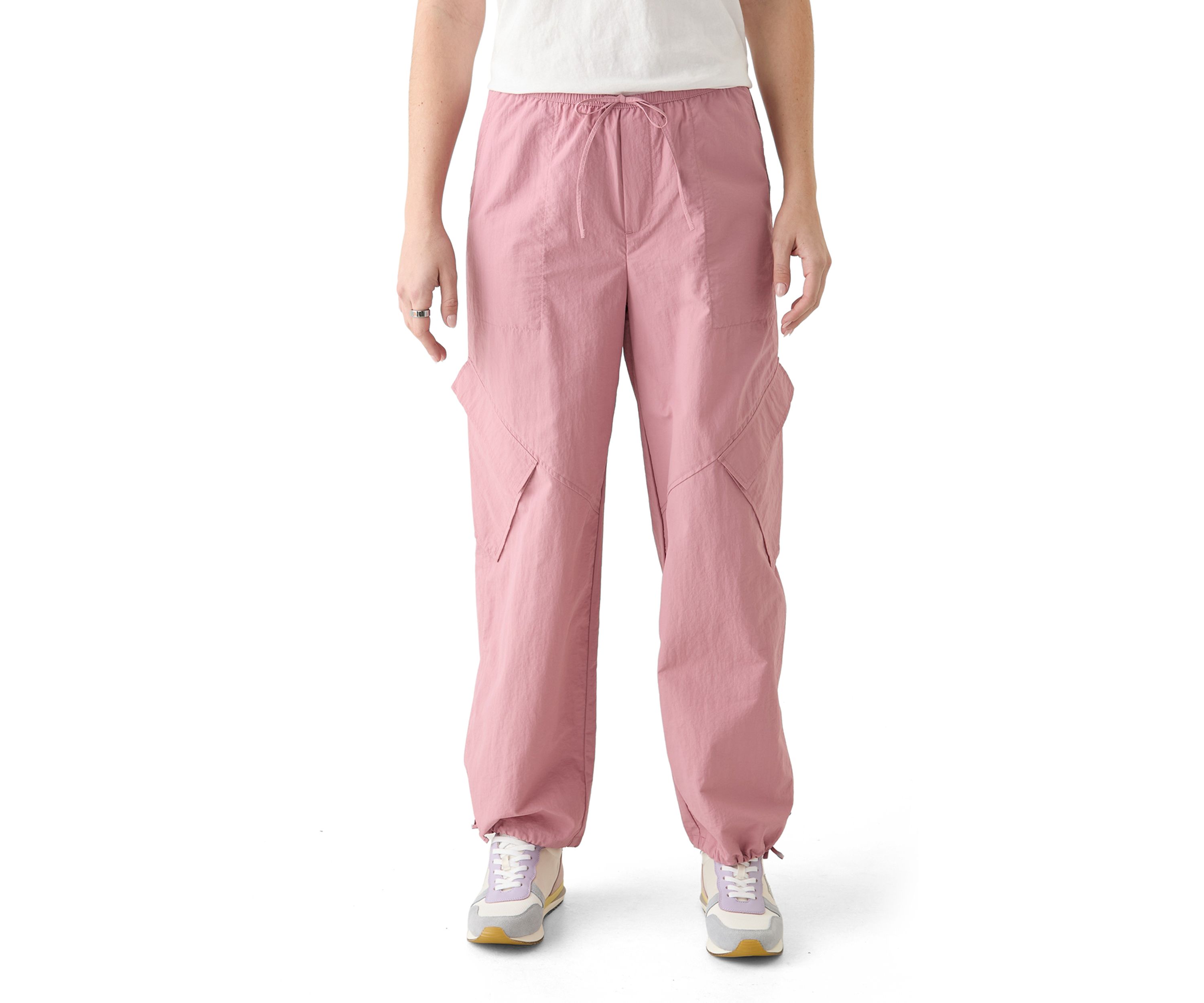Womens Angled Pocket Cargo Parachute Pants