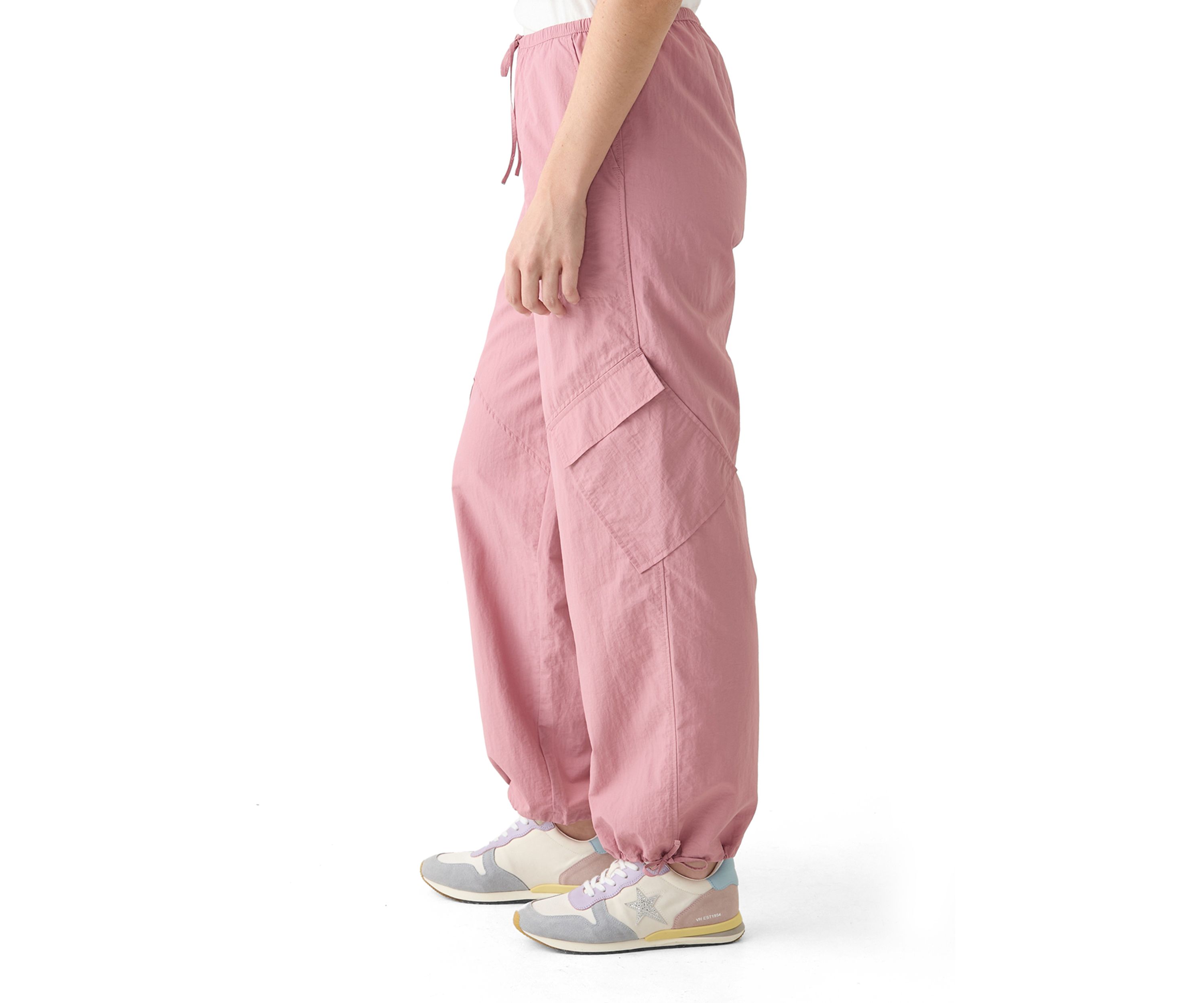 Womens Angled Pocket Cargo Parachute Pants