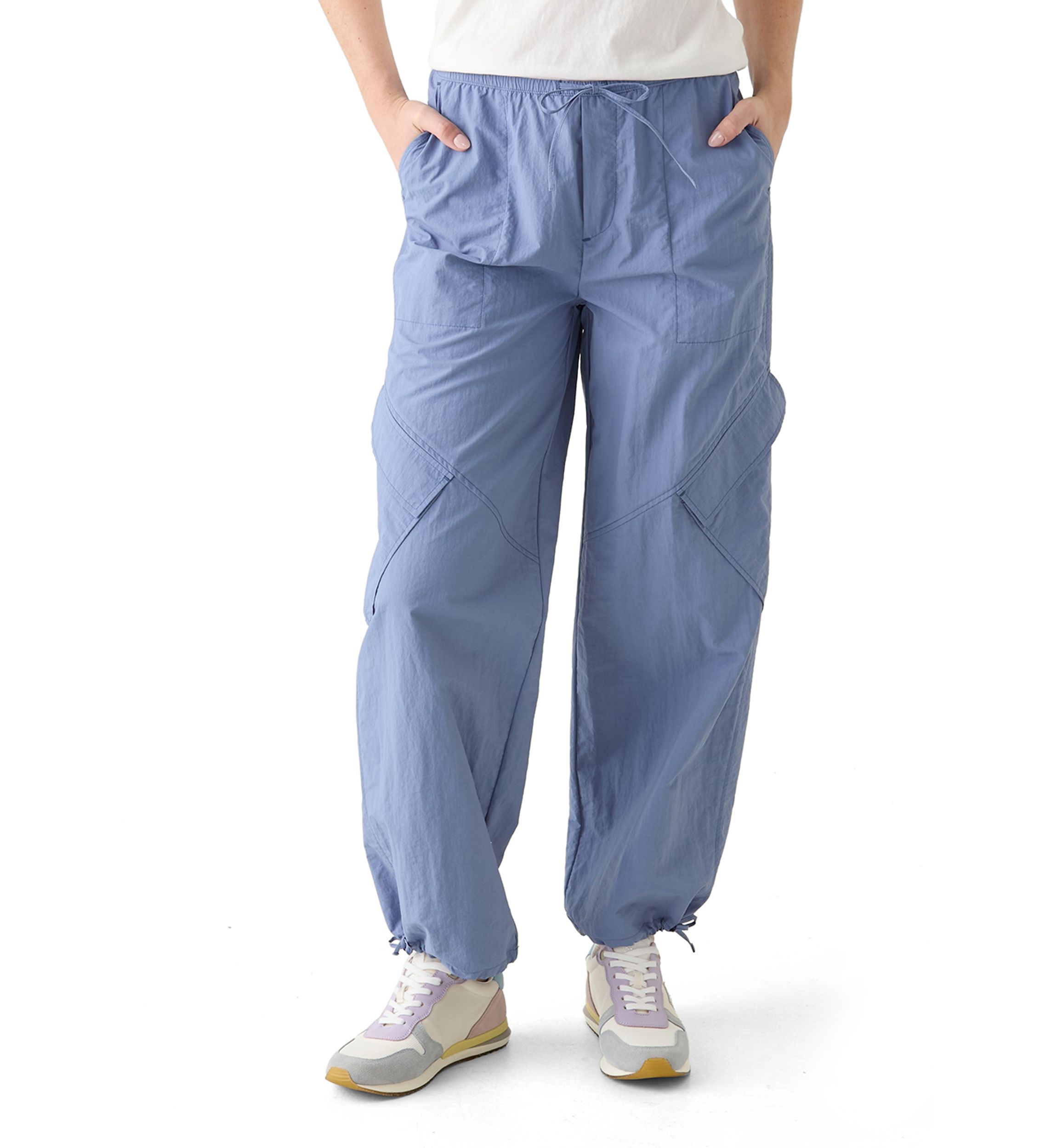 Womens Angled Cargo Parachute Pants