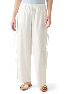Vanilla Star Women's Bow Ties Pull On Pants, White, XL