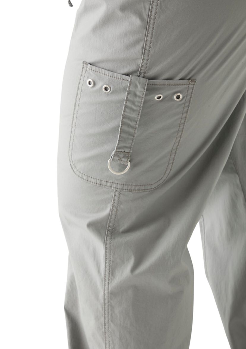 Plus Size Ribbed Waist Poplin Utility Pants