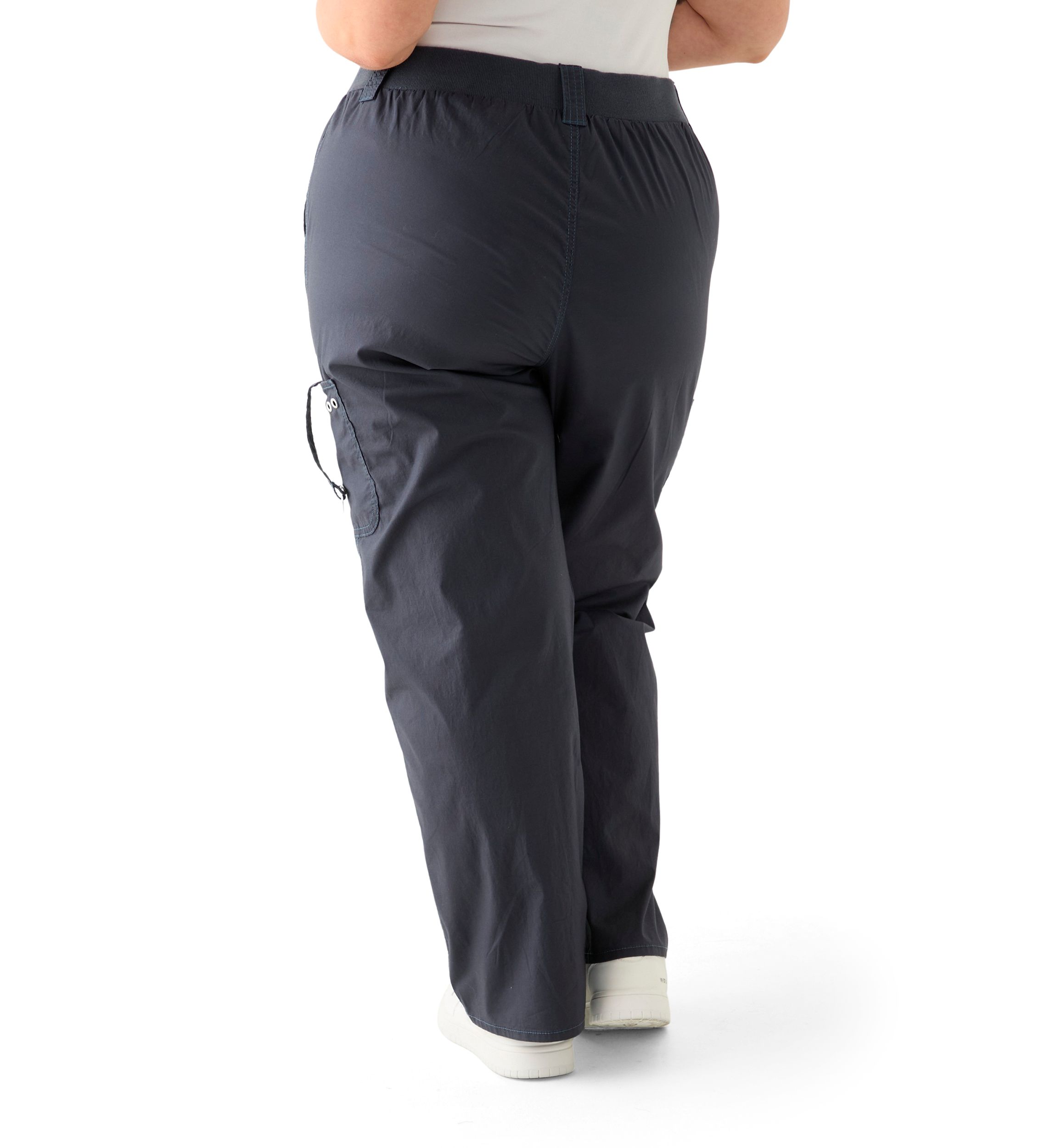 Plus Size Ribbed Waist Poplin Utility Pants