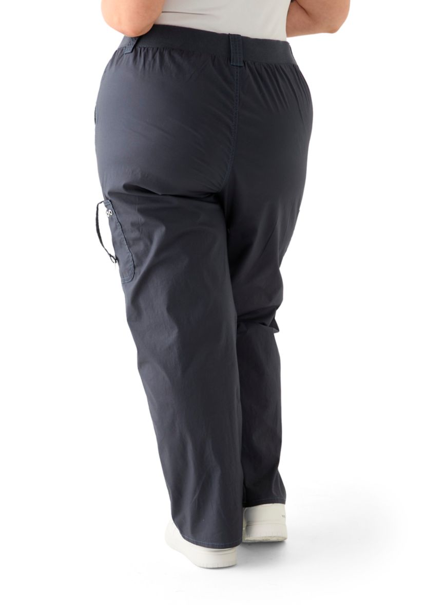 Plus Size Ribbed Waist Poplin Utility Pants
