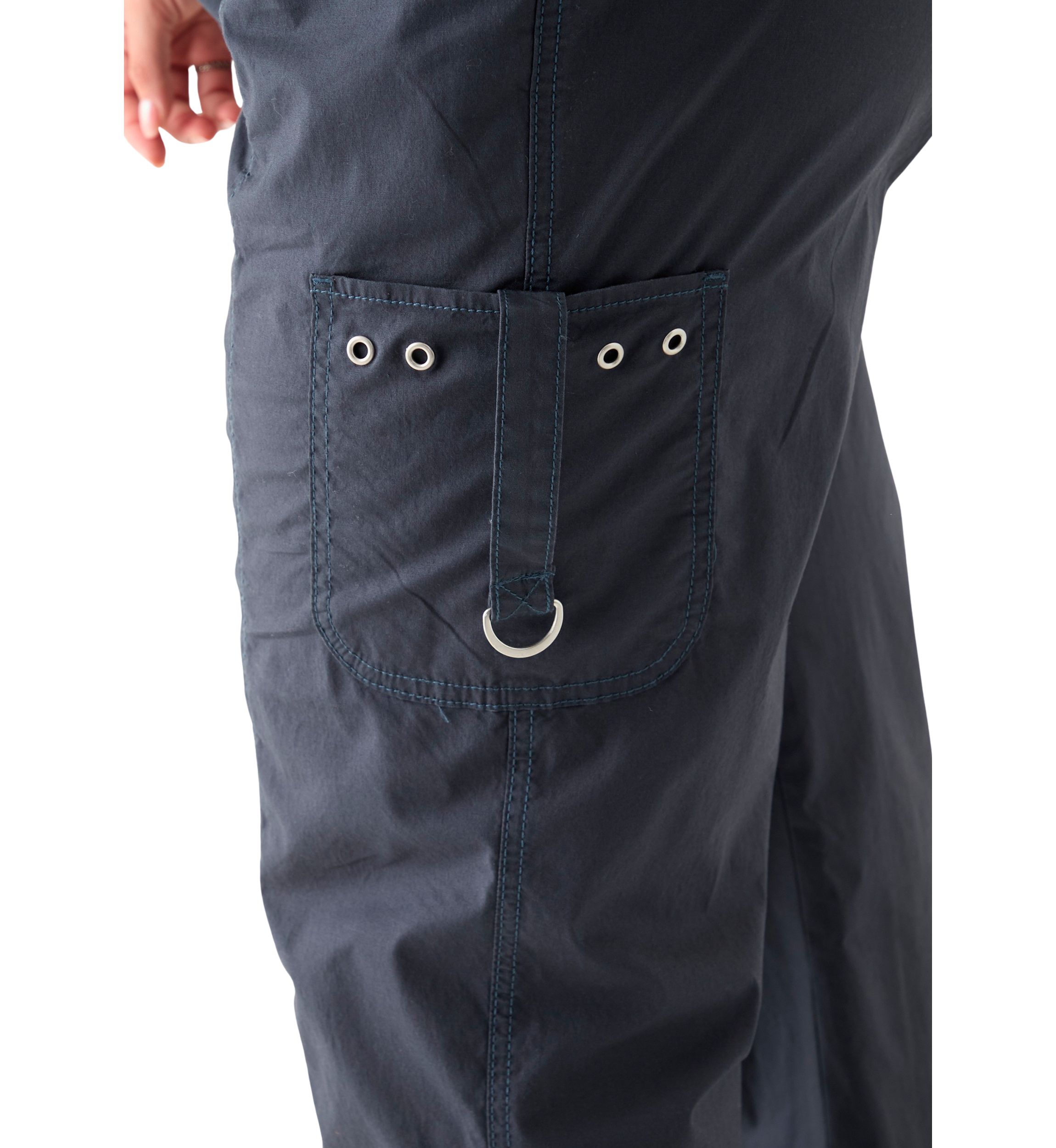 Plus Size Ribbed Waist Poplin Utility Pants