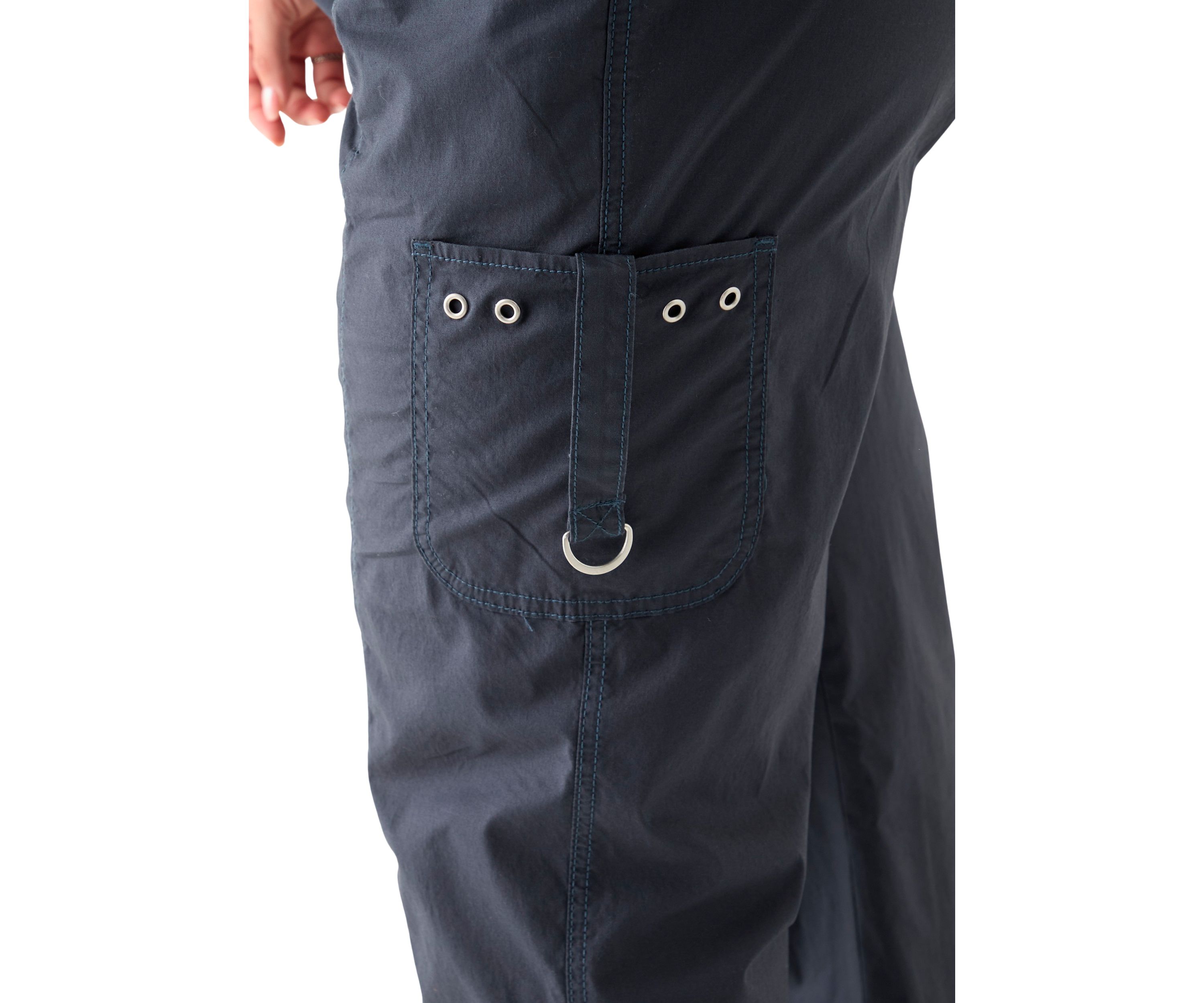 Plus Size Ribbed Waist Poplin Utility Pants