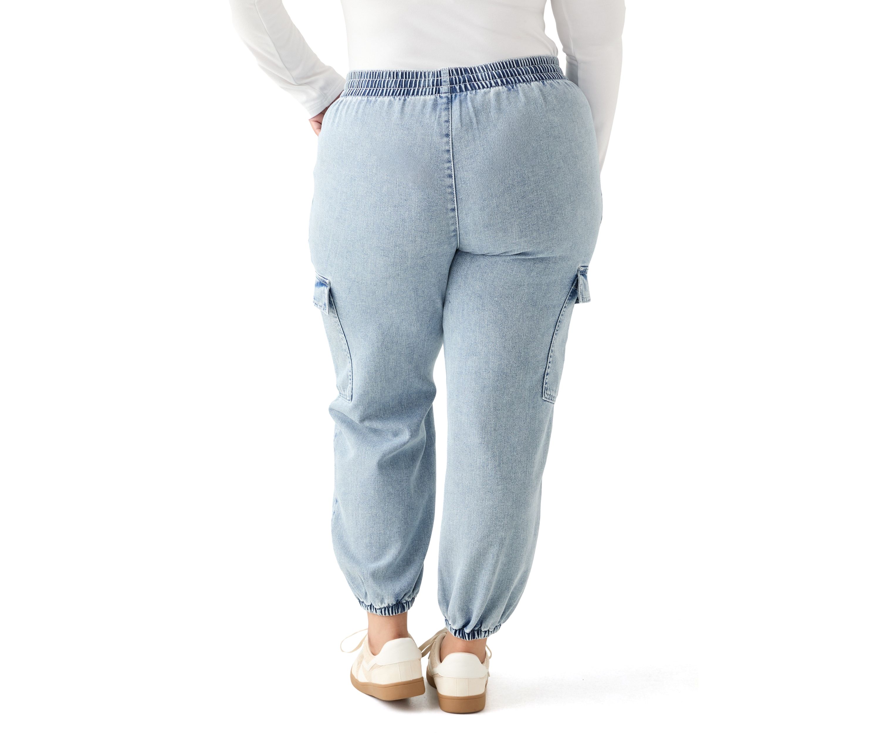Plus Size Cozy Denim Cargo Joggers