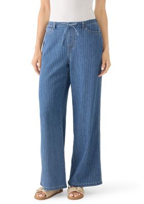 Vanilla Star Women's Midrise Railroad Stripe Wide Leg Pants, XL