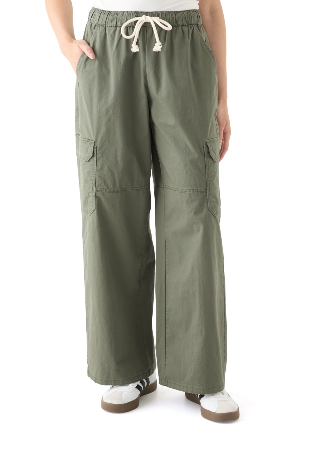 Womens Poplin A-Line Wide Leg Pants