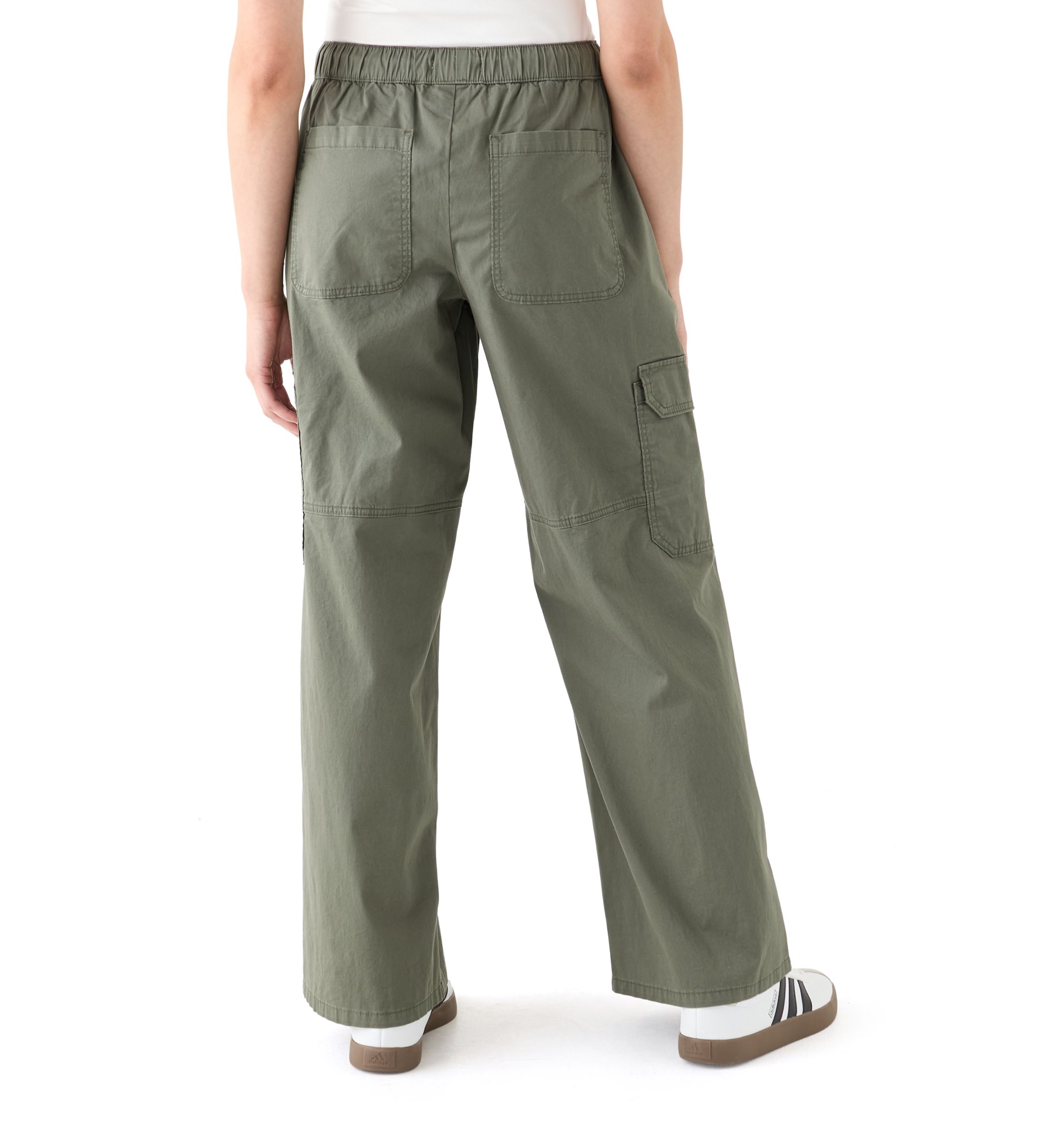 Womens Poplin A-Line Wide Leg Pants