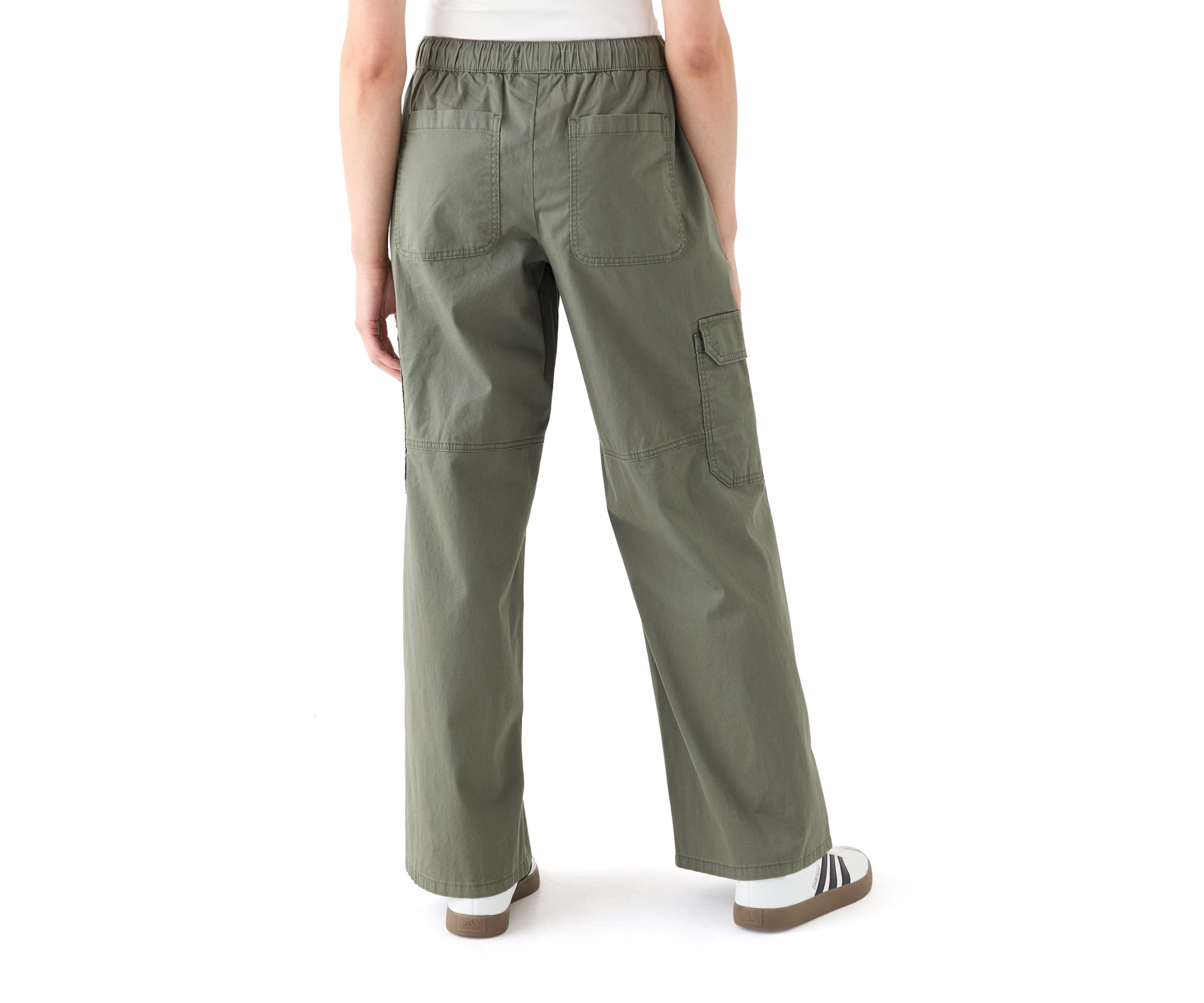 Womens Poplin A-Line Wide Leg Pants