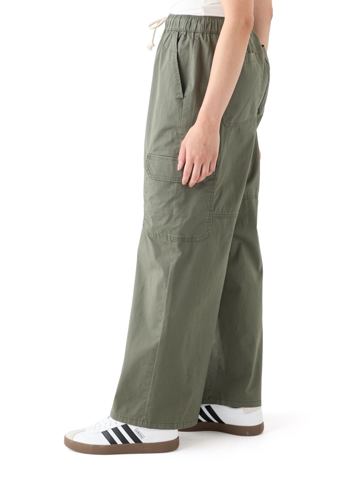 Womens Poplin A-Line Wide Leg Pants