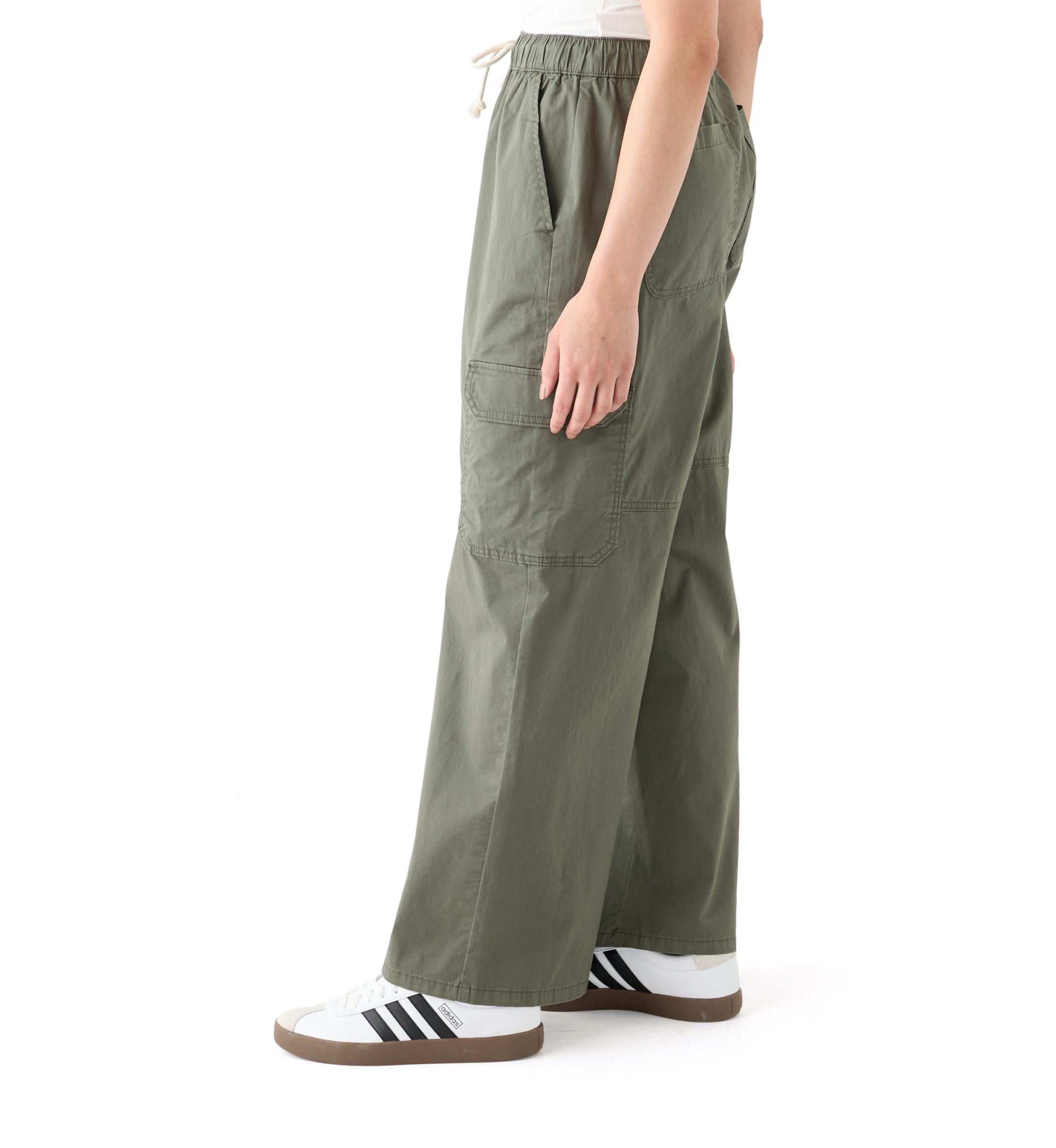 Womens Poplin A-Line Wide Leg Pants