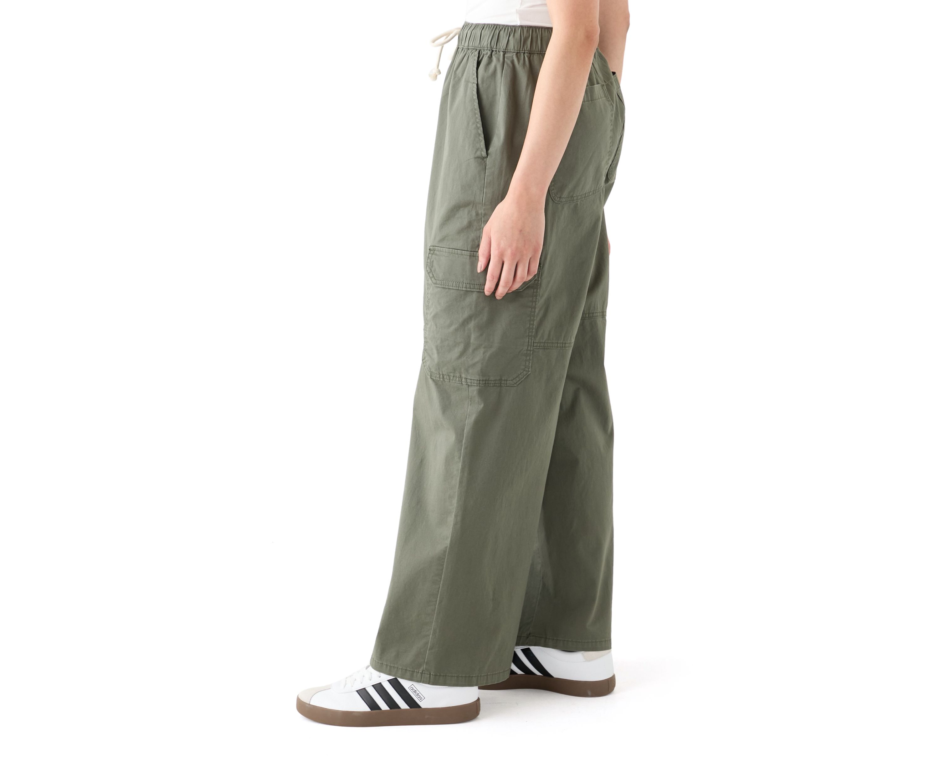 Womens Poplin A-Line Wide Leg Pants