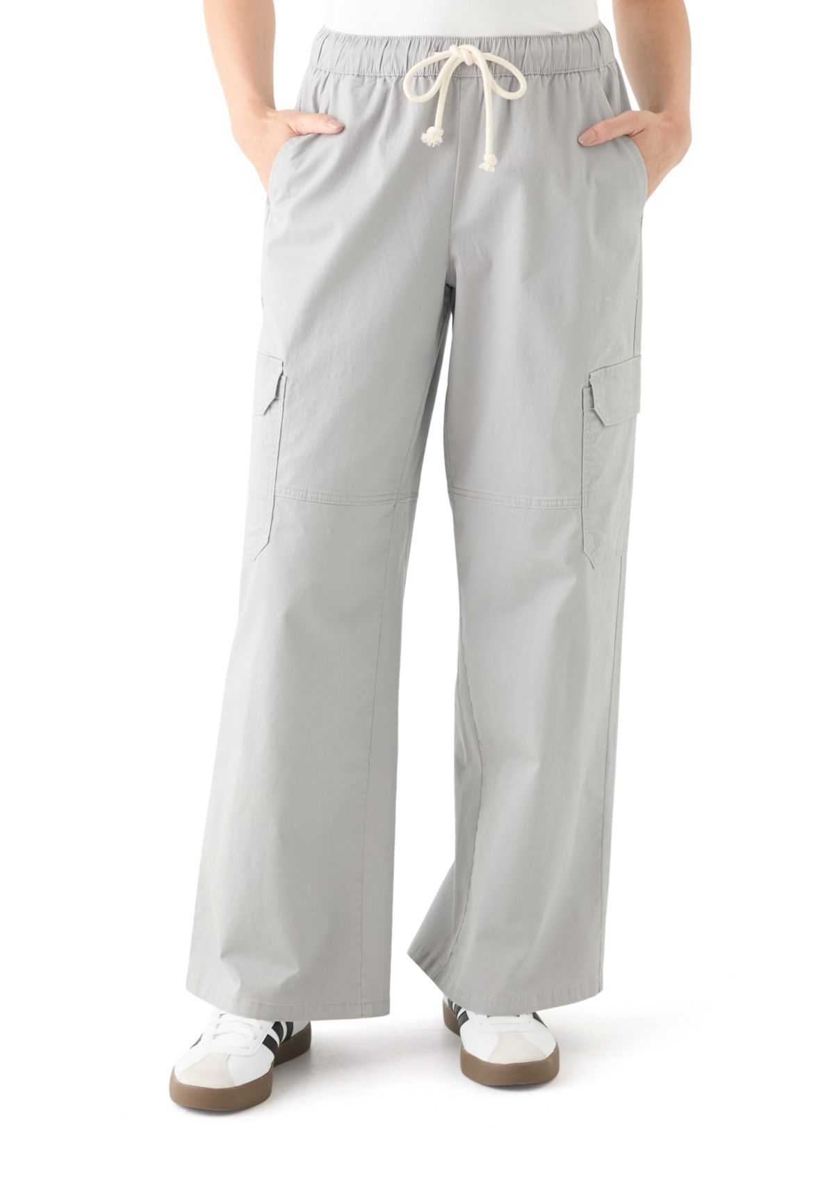 Womens A-Line Poplin Wide Leg Pants