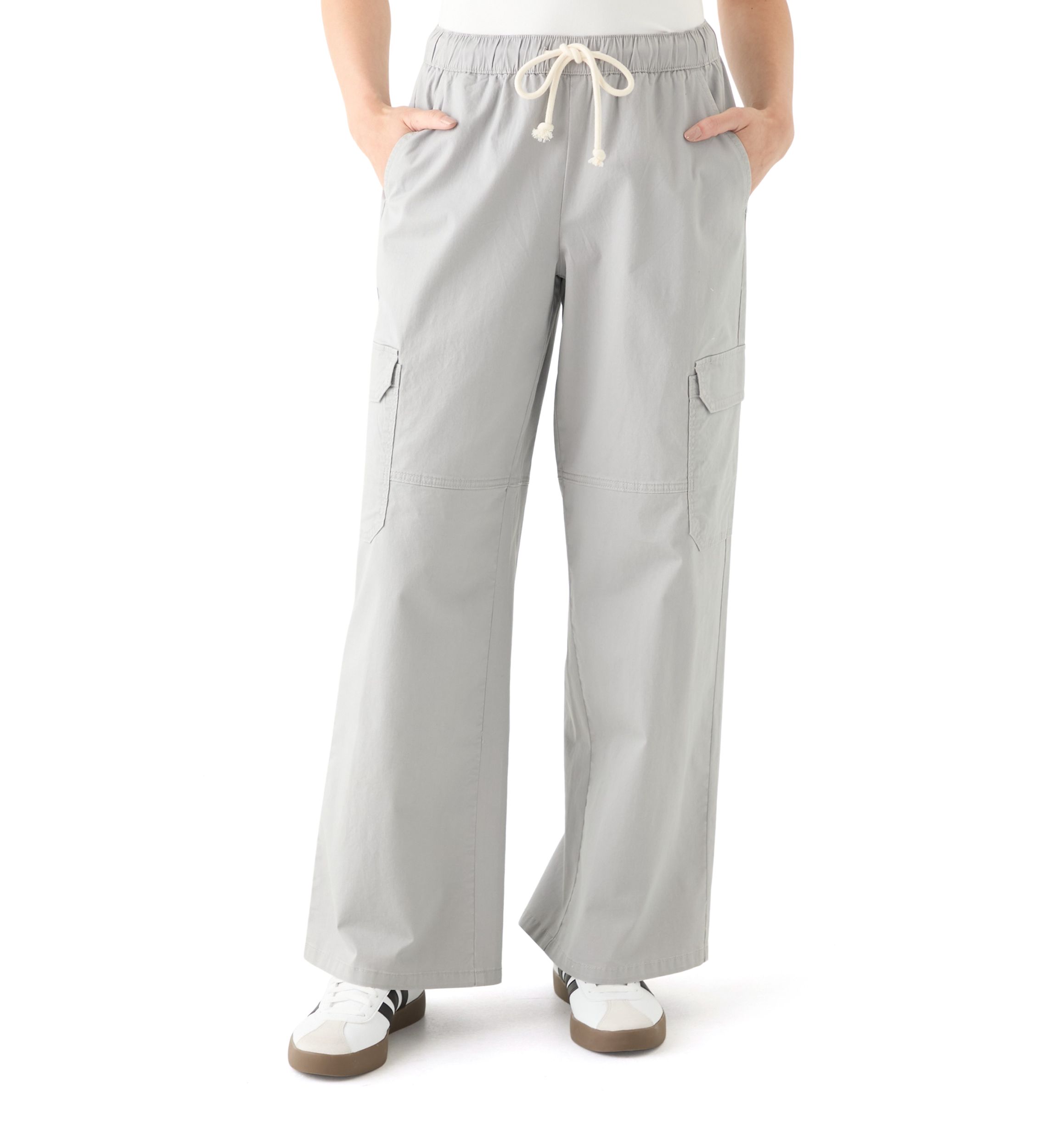 Womens A-Line Poplin Wide Leg Pants