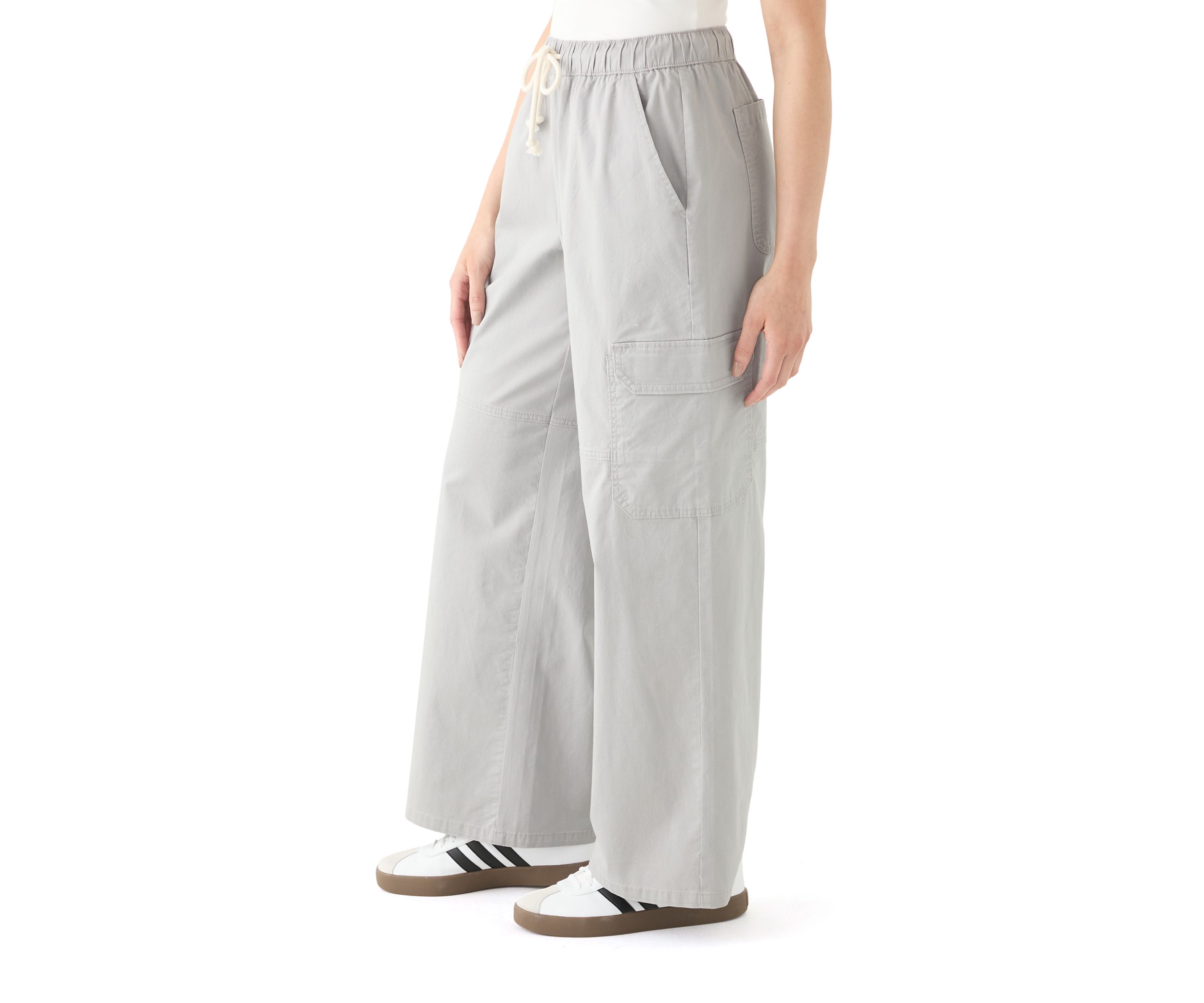 Womens A-Line Poplin Wide Leg Pants