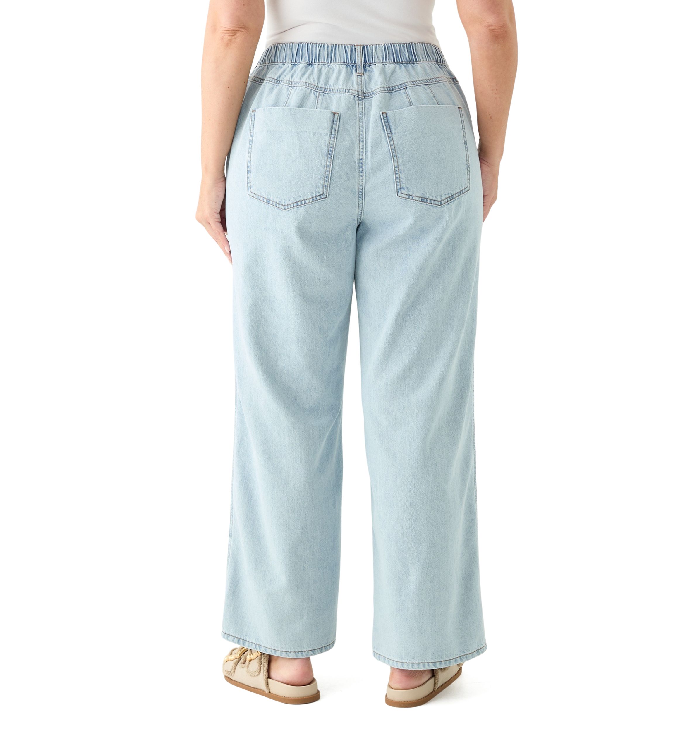 Plus Size Elastic Back Wide Leg Jeans 
