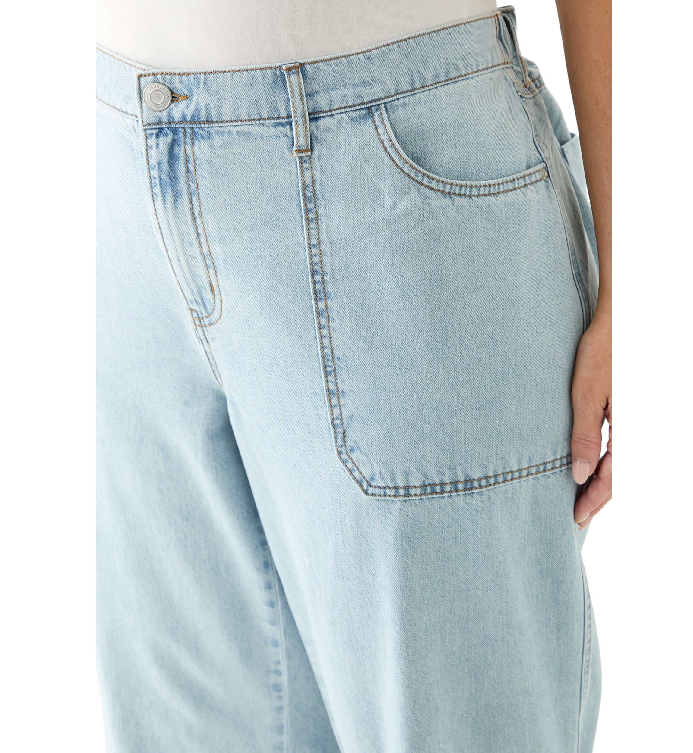 Plus Size Elastic Back Wide Leg Jeans 