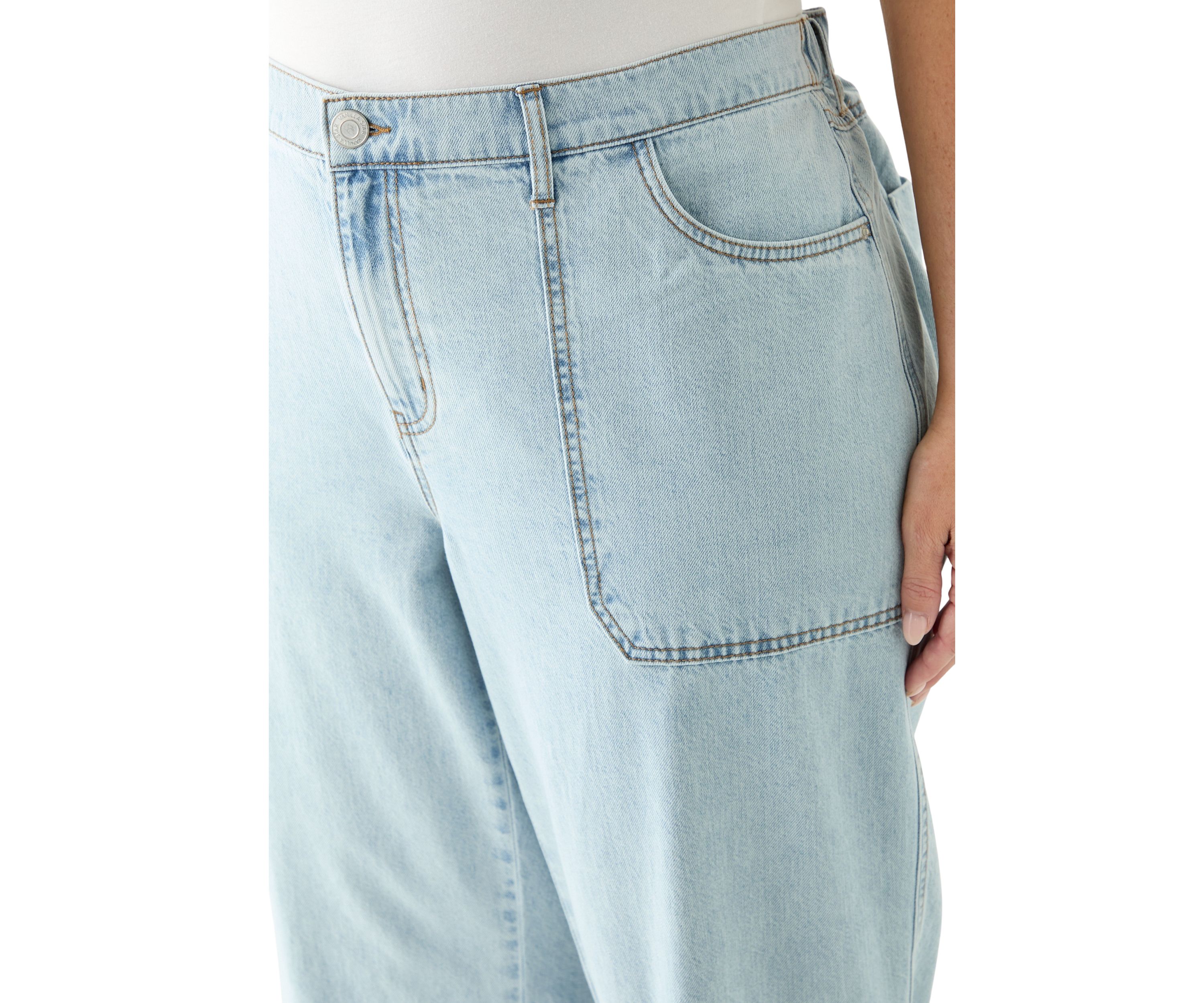 Plus Size Elastic Back Wide Leg Jeans 