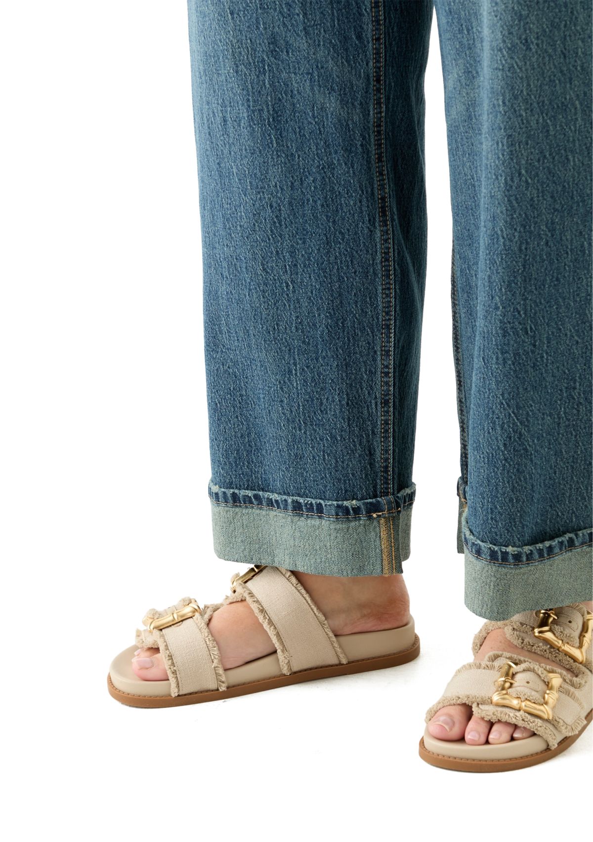 Plus Size Cuffed Wide Leg Jeans 