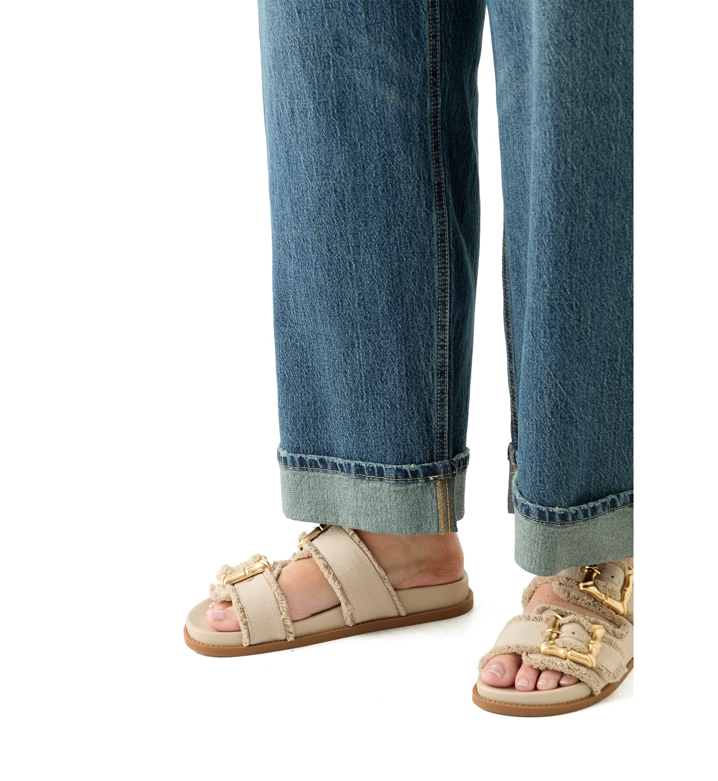 Plus Size Cuffed Wide Leg Jeans 