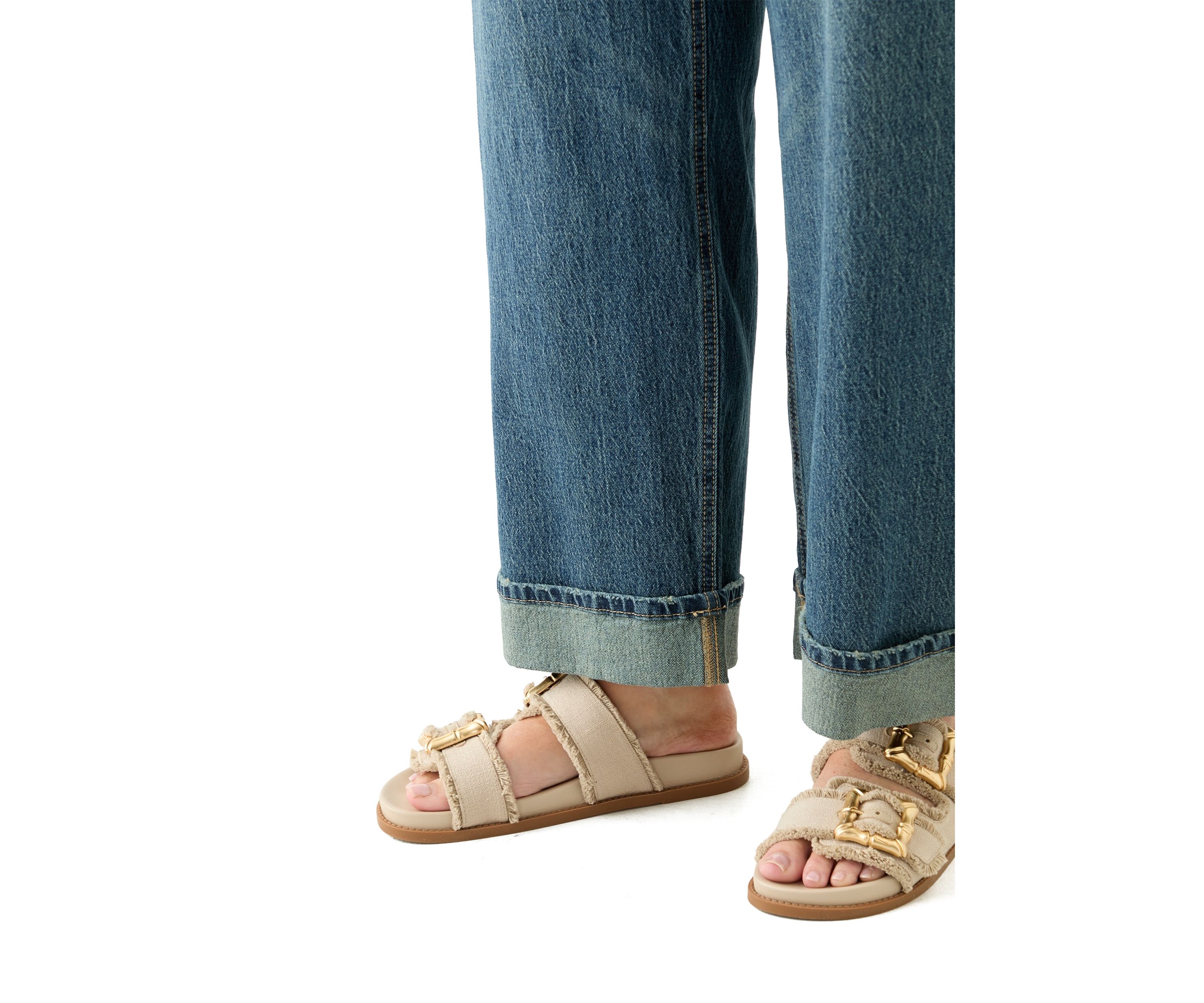 Plus Size Cuffed Wide Leg Jeans 