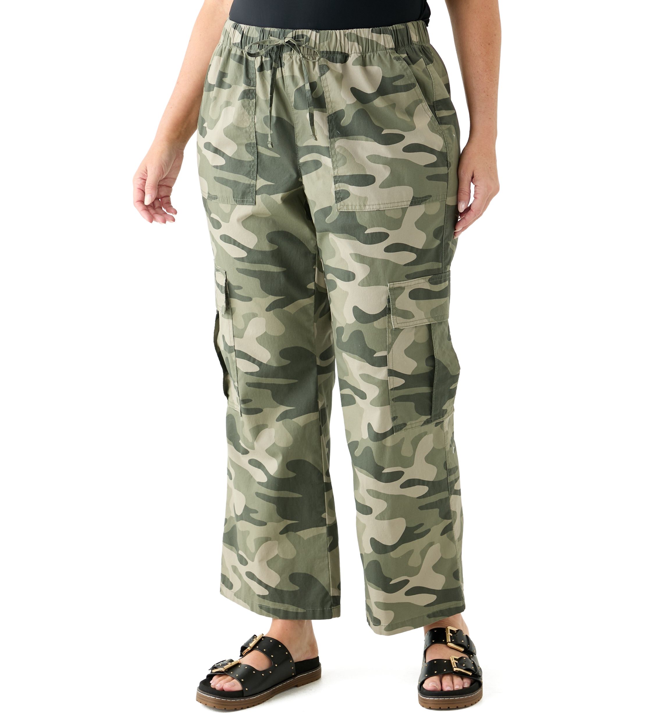 Plus Size Poplin Utility Pants