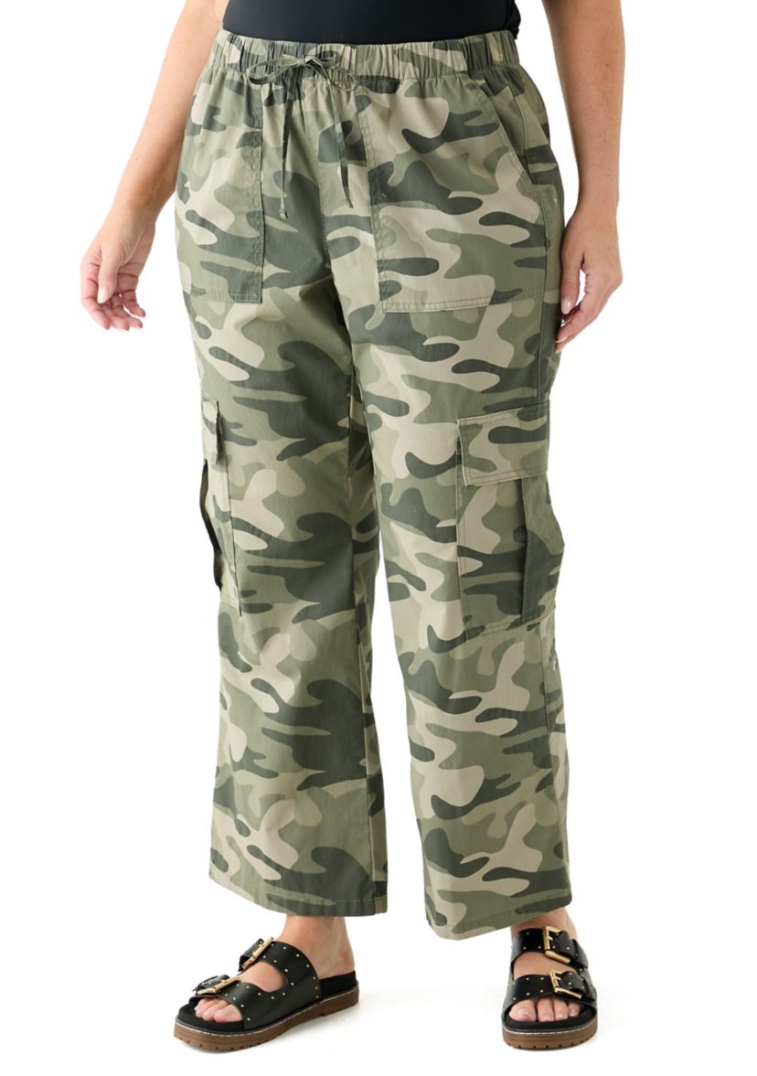 Plus Size Poplin Utility Pants