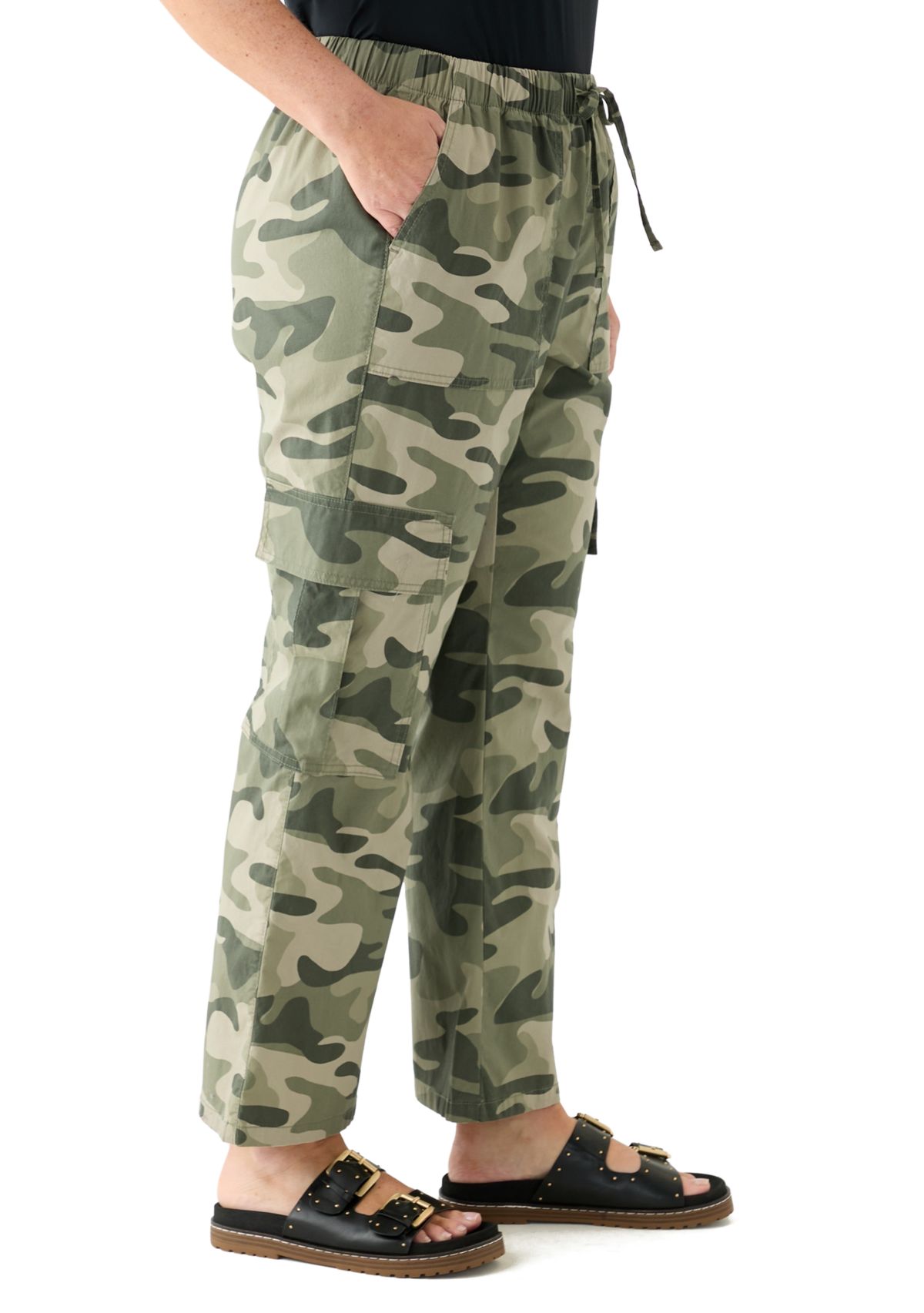 Plus Size Poplin Utility Pants