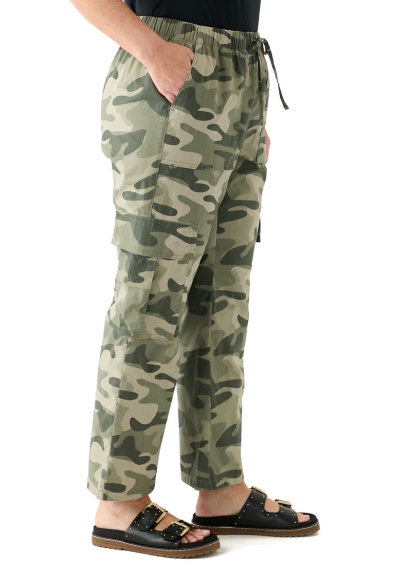 Plus Size Poplin Utility Pants