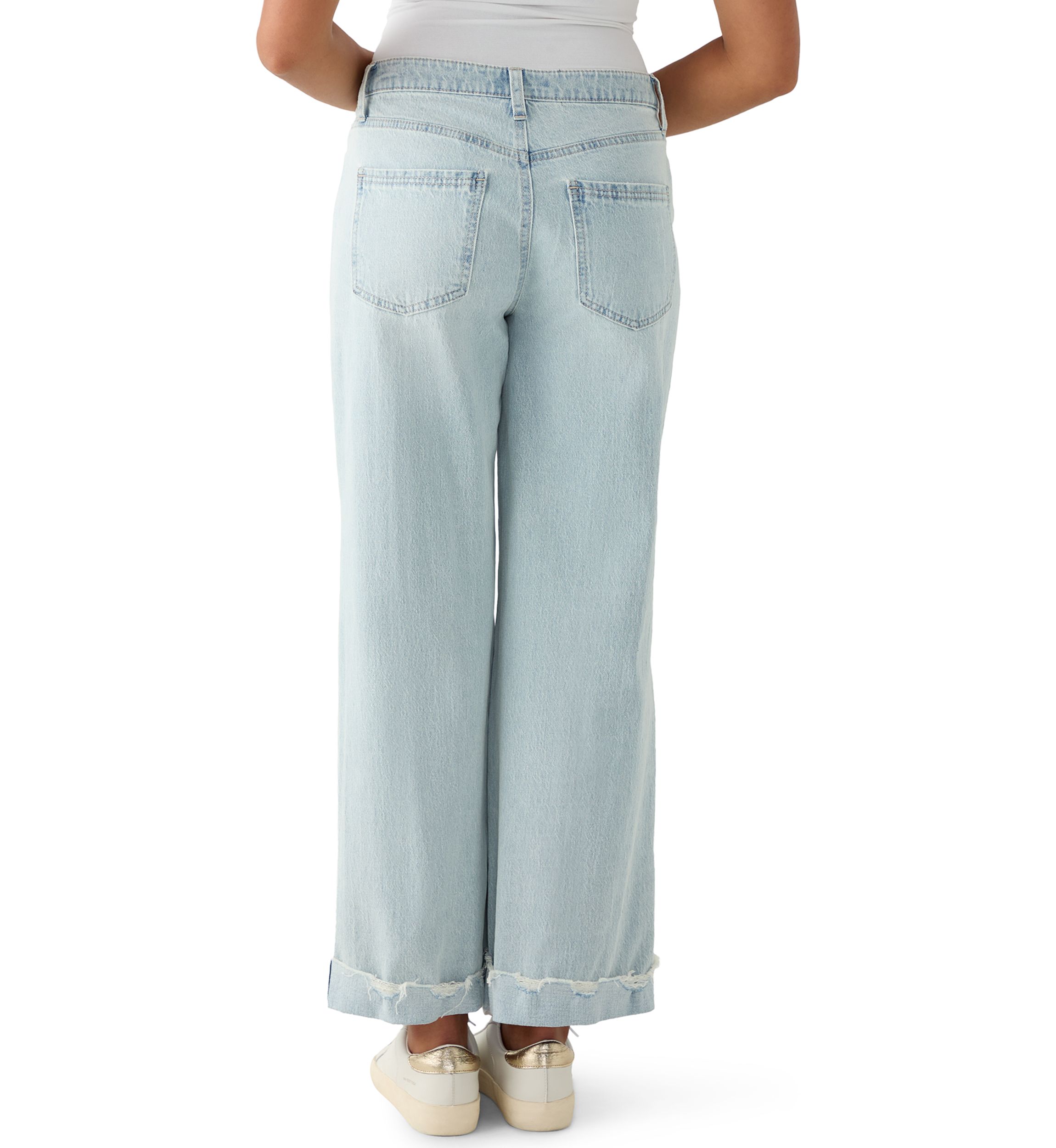 Womens Wide-Leg High Cuff Jeans