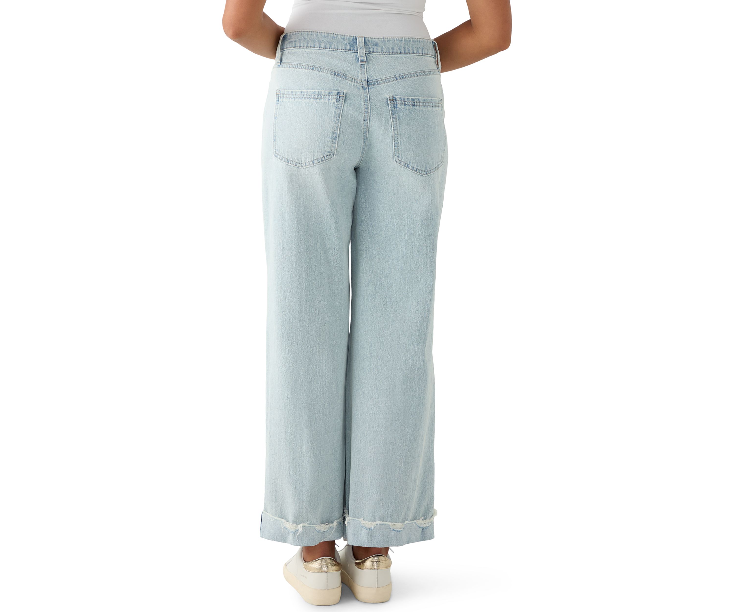 Womens Wide-Leg High Cuff Jeans