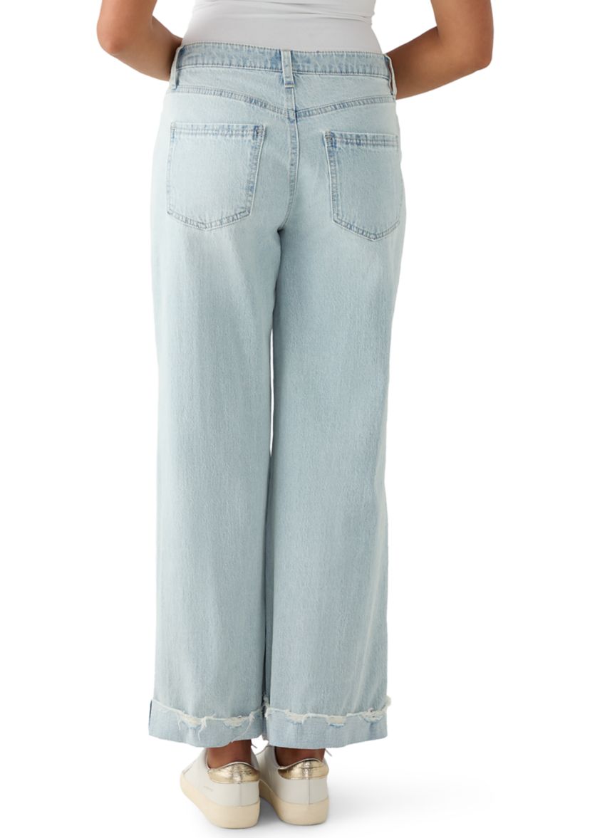 Womens Wide-Leg High Cuff Jeans