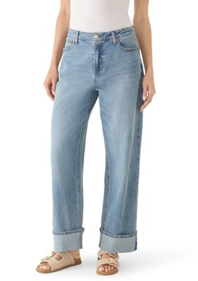 Vanilla Star Women's Cuffed Wide Leg Jeans, 16