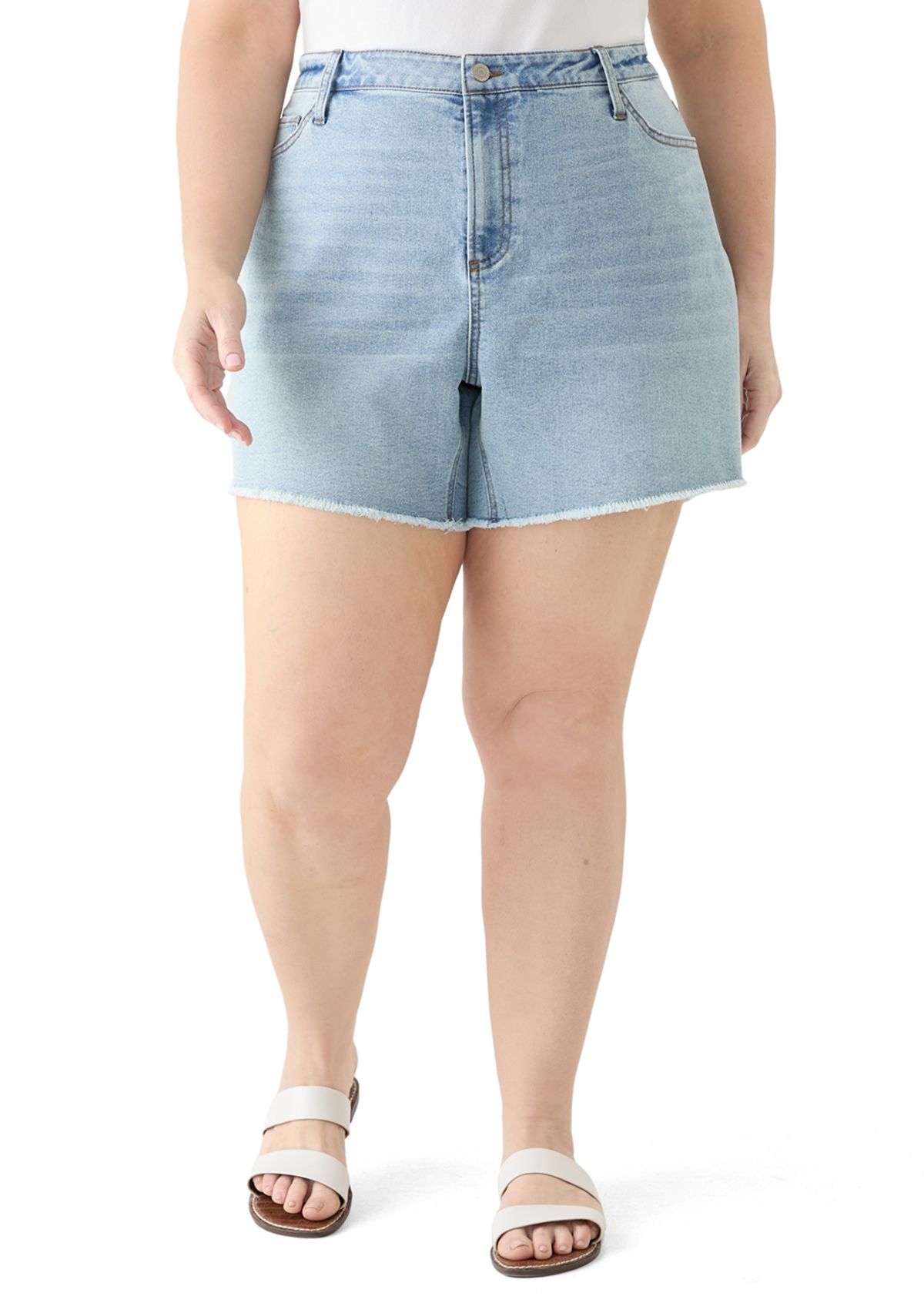 Plus Size Frayed Hem Longline Shorts