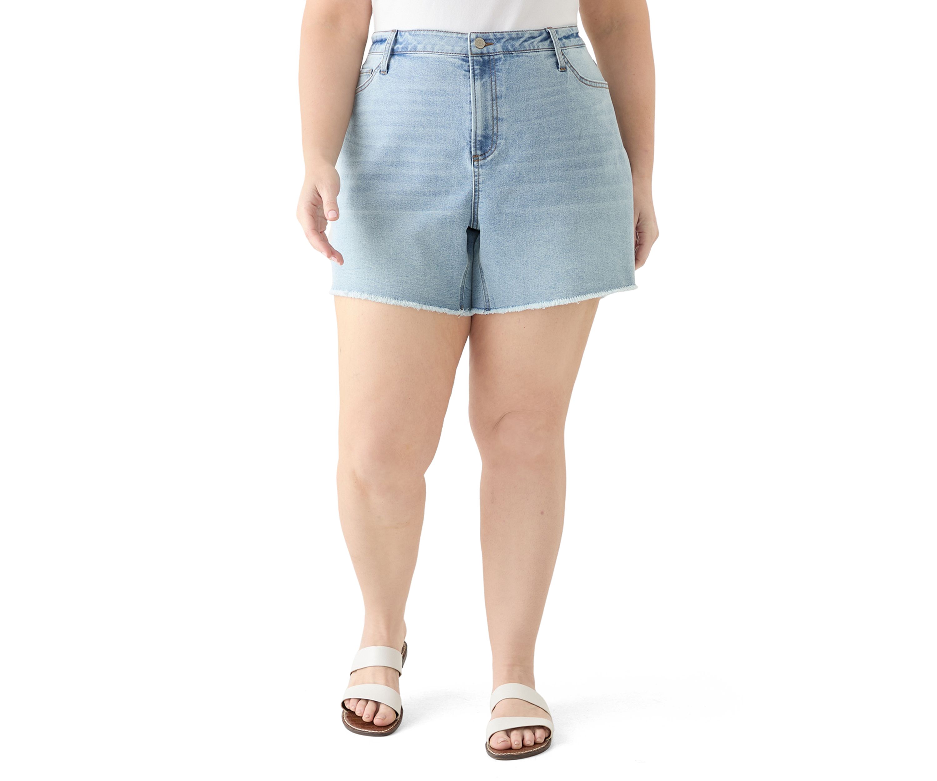 Plus Size Frayed Hem Longline Shorts