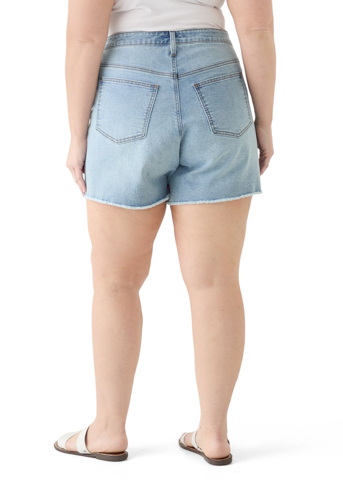 Plus Size Frayed Hem Longline Shorts