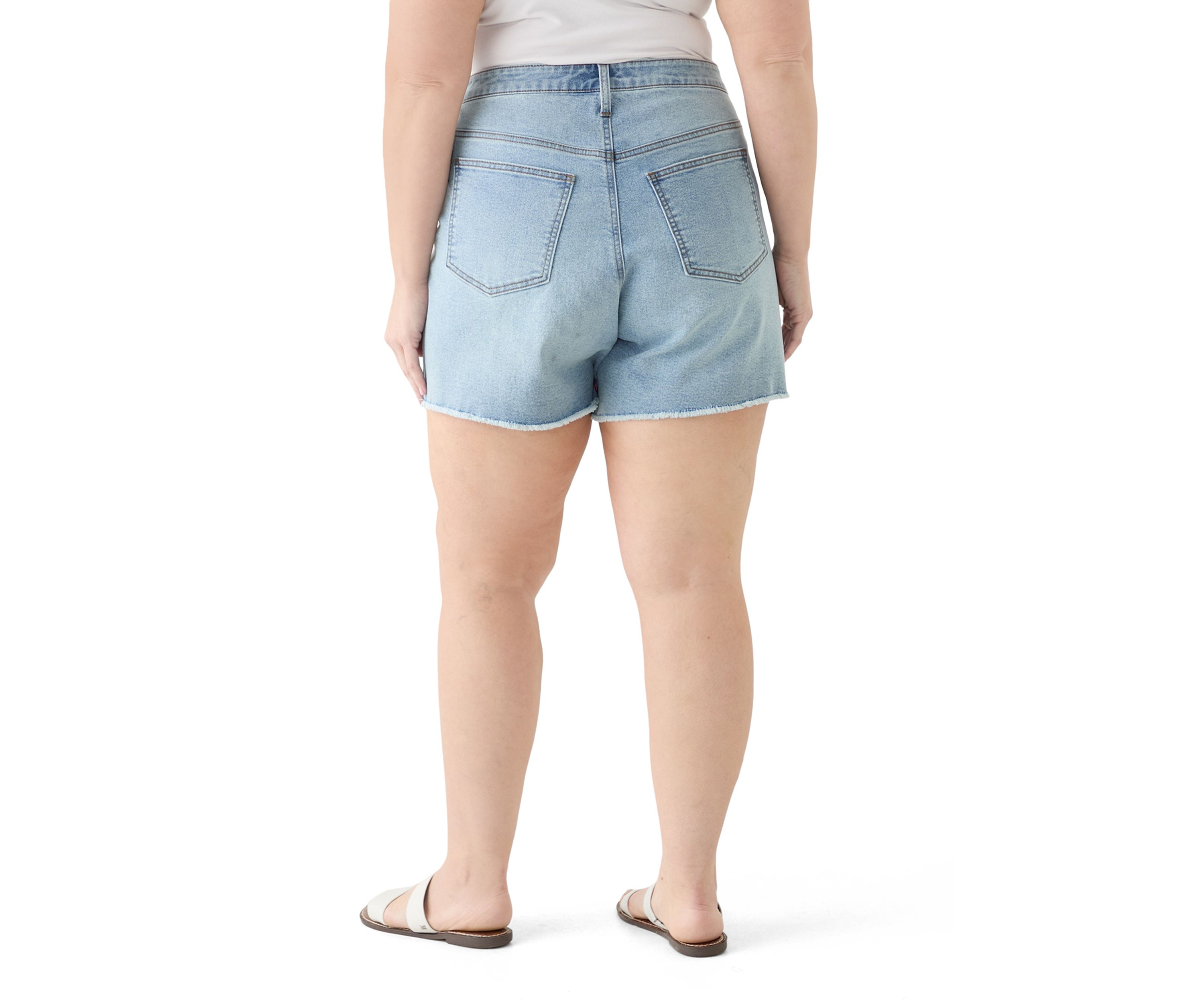 Plus Size Frayed Hem Longline Shorts