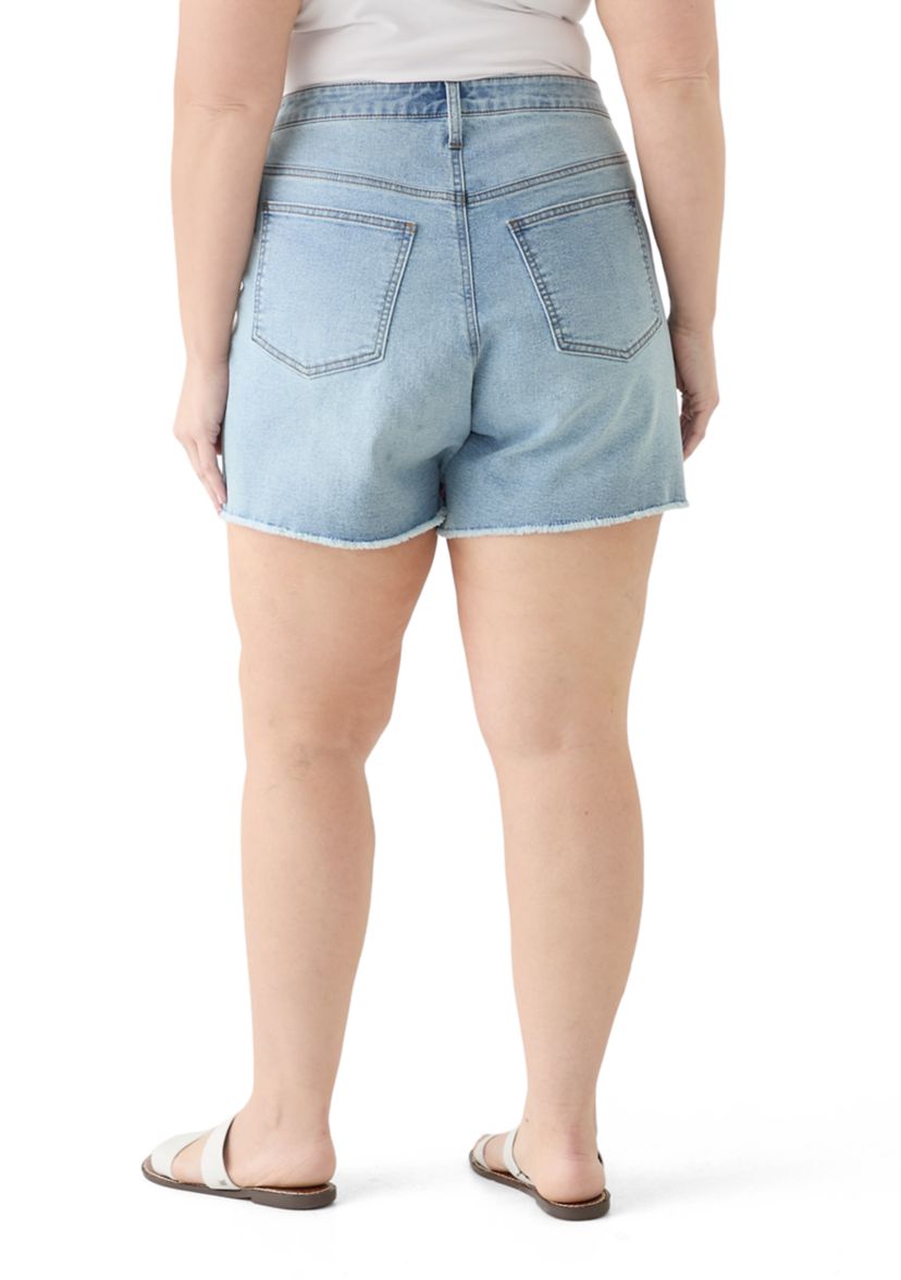 Plus Size Frayed Hem Longline Shorts