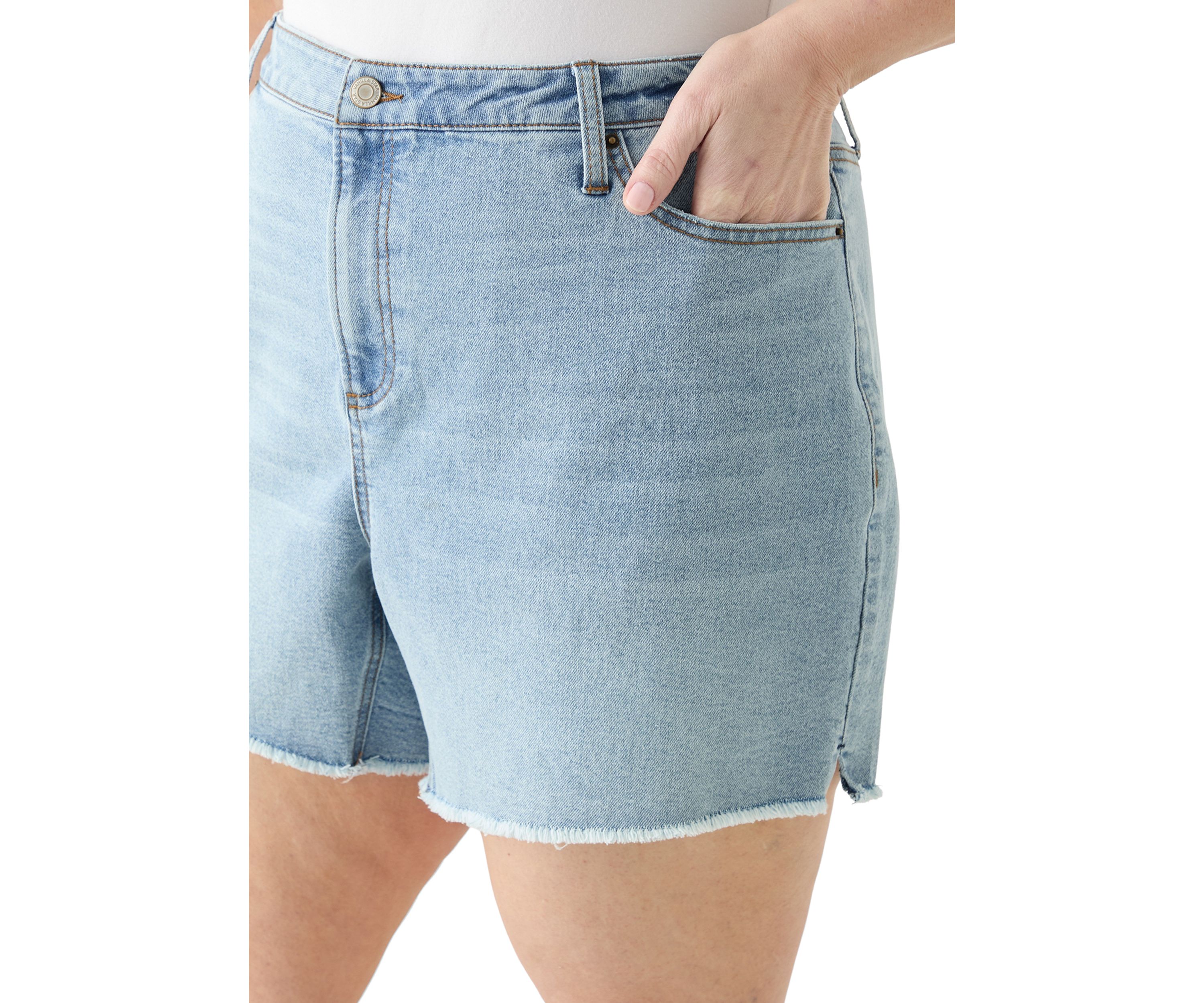 Plus Size Frayed Hem Longline Shorts