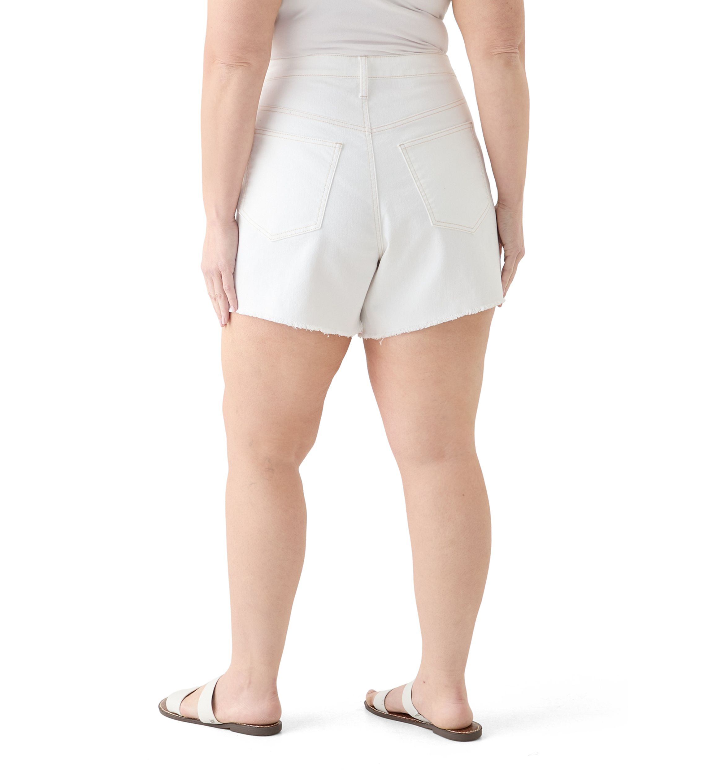 Plus Size Frayed Hem Longline Denim Shorts