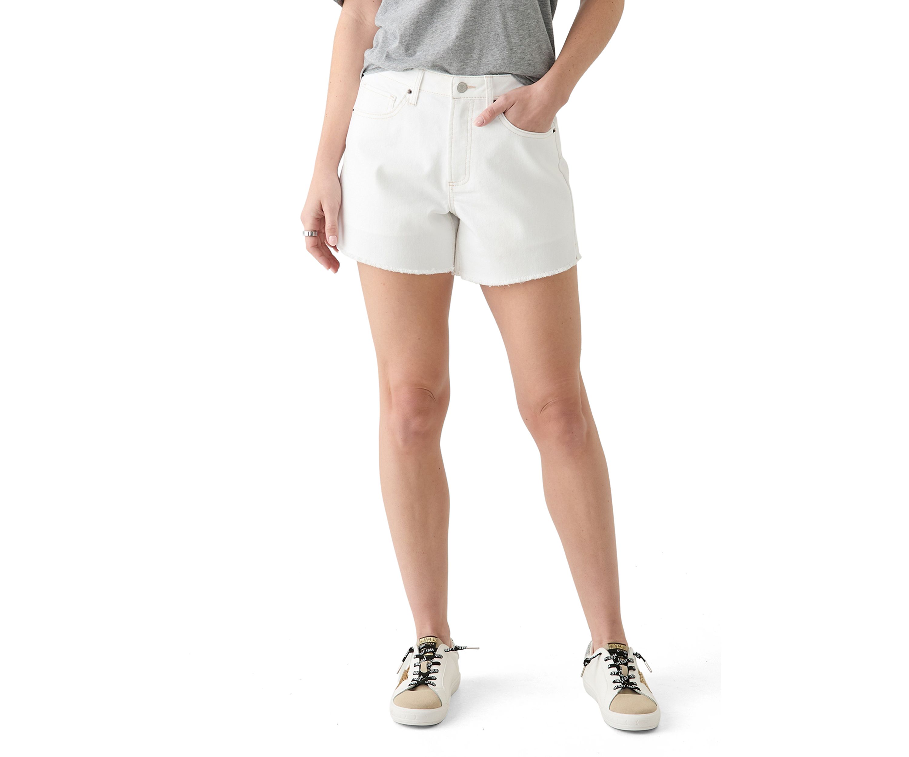 Womens High Rise Fray Longline Shorts