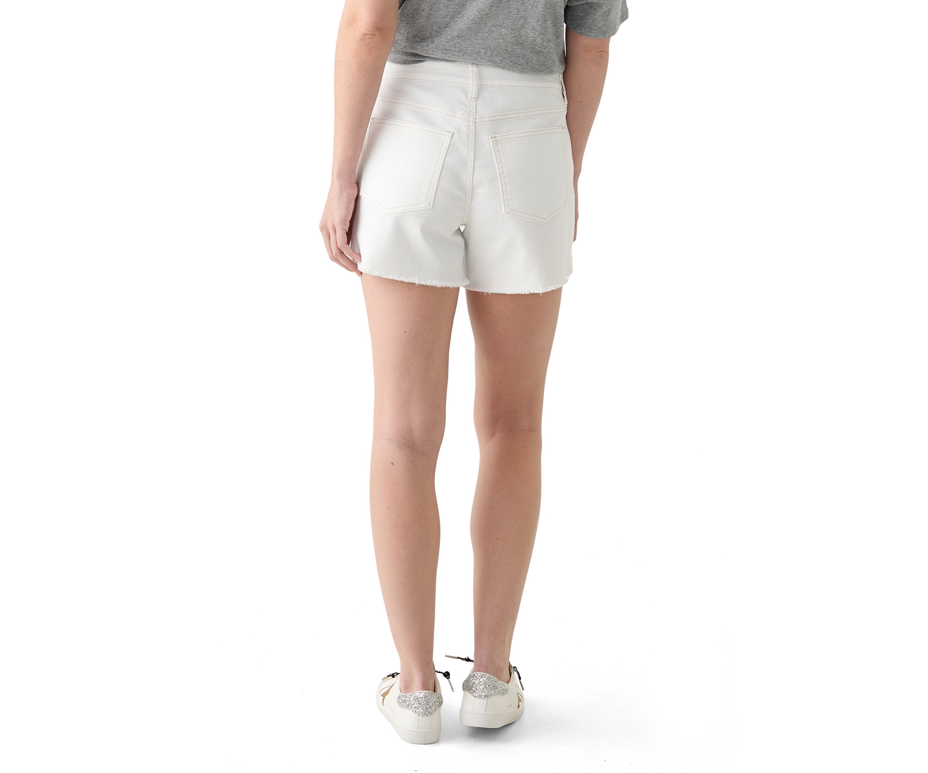 Womens High Rise Fray Longline Shorts